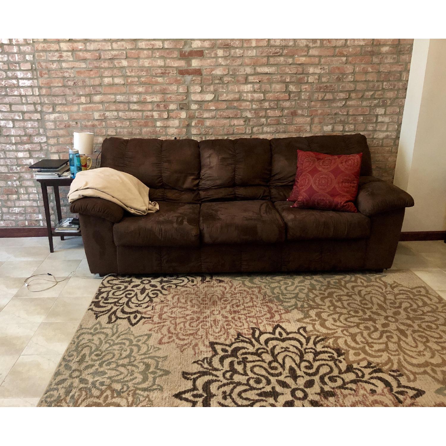 Ashley Brown Microsuede 3-Seater Sofa - image-1