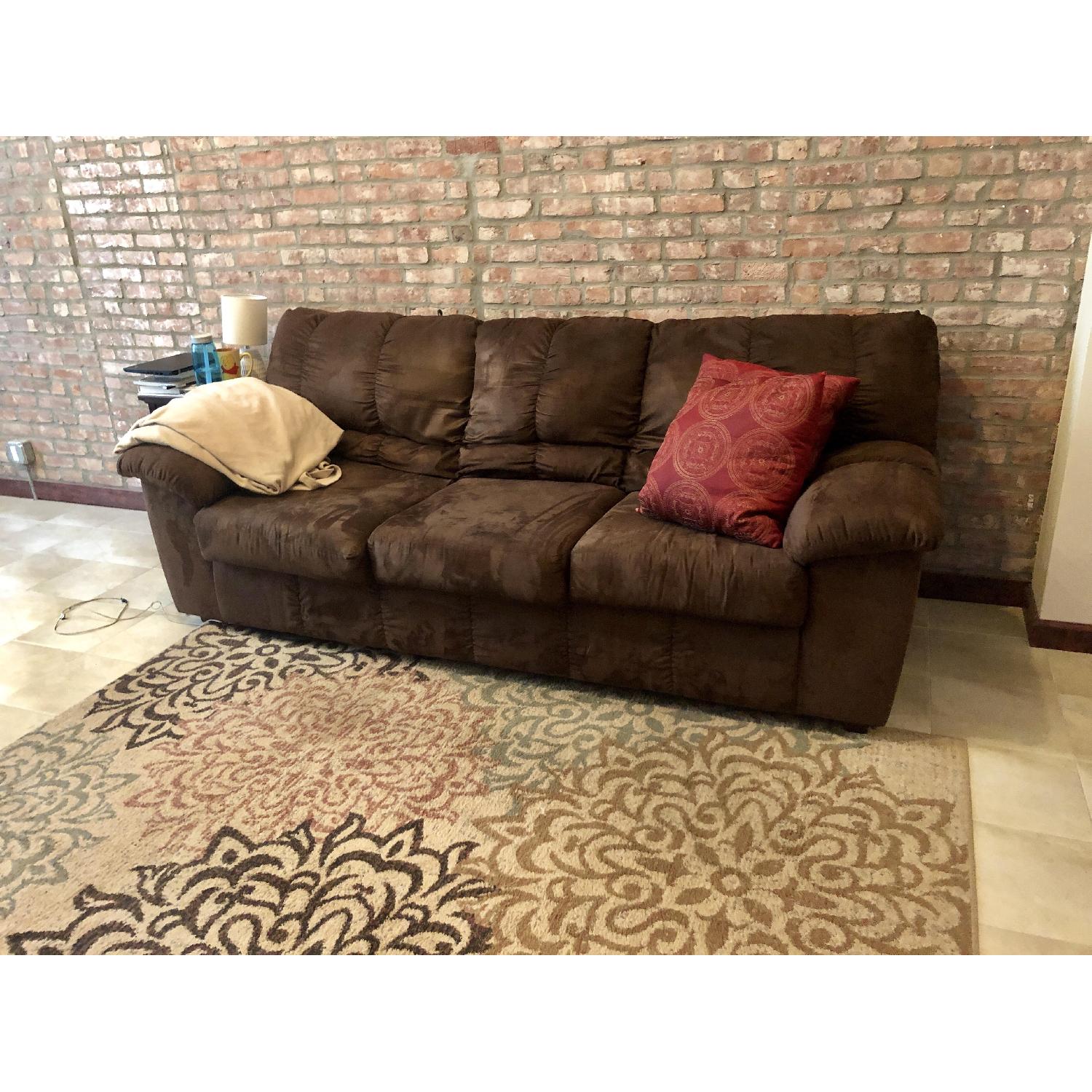 Ashley Brown Microsuede 3-Seater Sofa - image-2