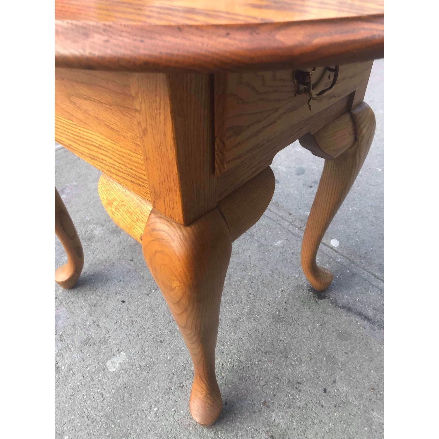 Broyhill Furniture Oval Solid Wood Side Table w/ Drawer - image-3