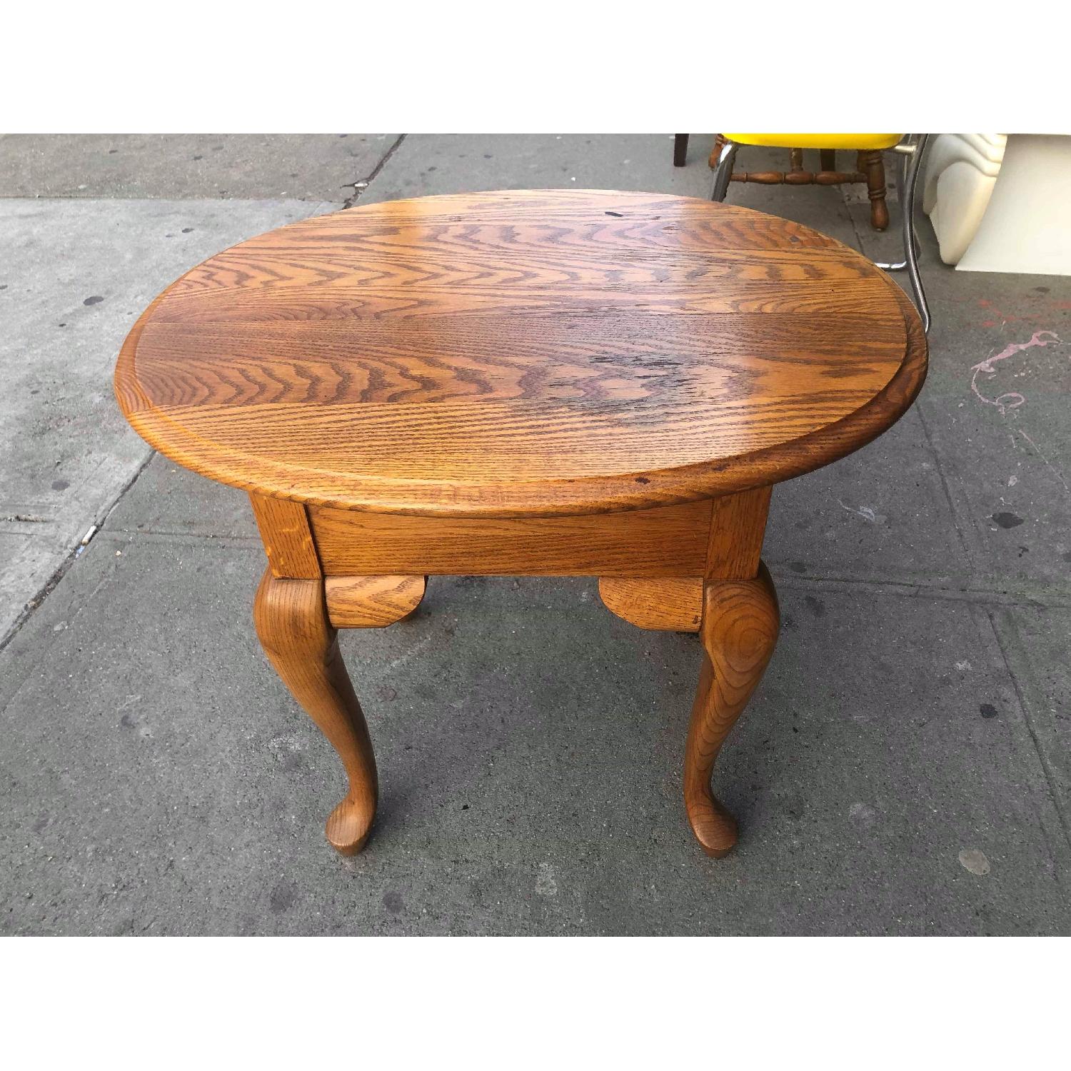 Broyhill Furniture Oval Solid Wood Side Table w/ Drawer - image-5
