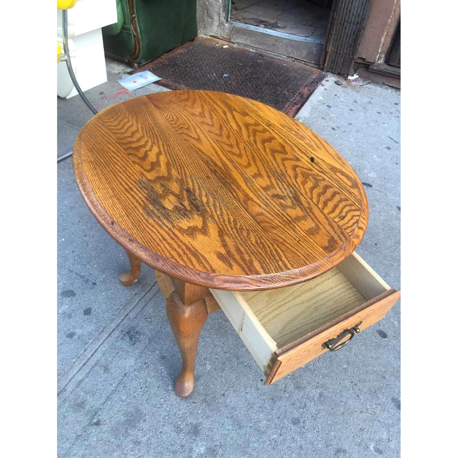 Broyhill Furniture Oval Solid Wood Side Table w/ Drawer - image-8