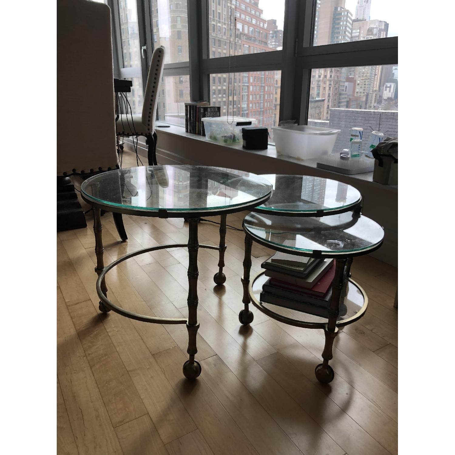 Pottery Barn Nesting Glass Coffee Table - image-1