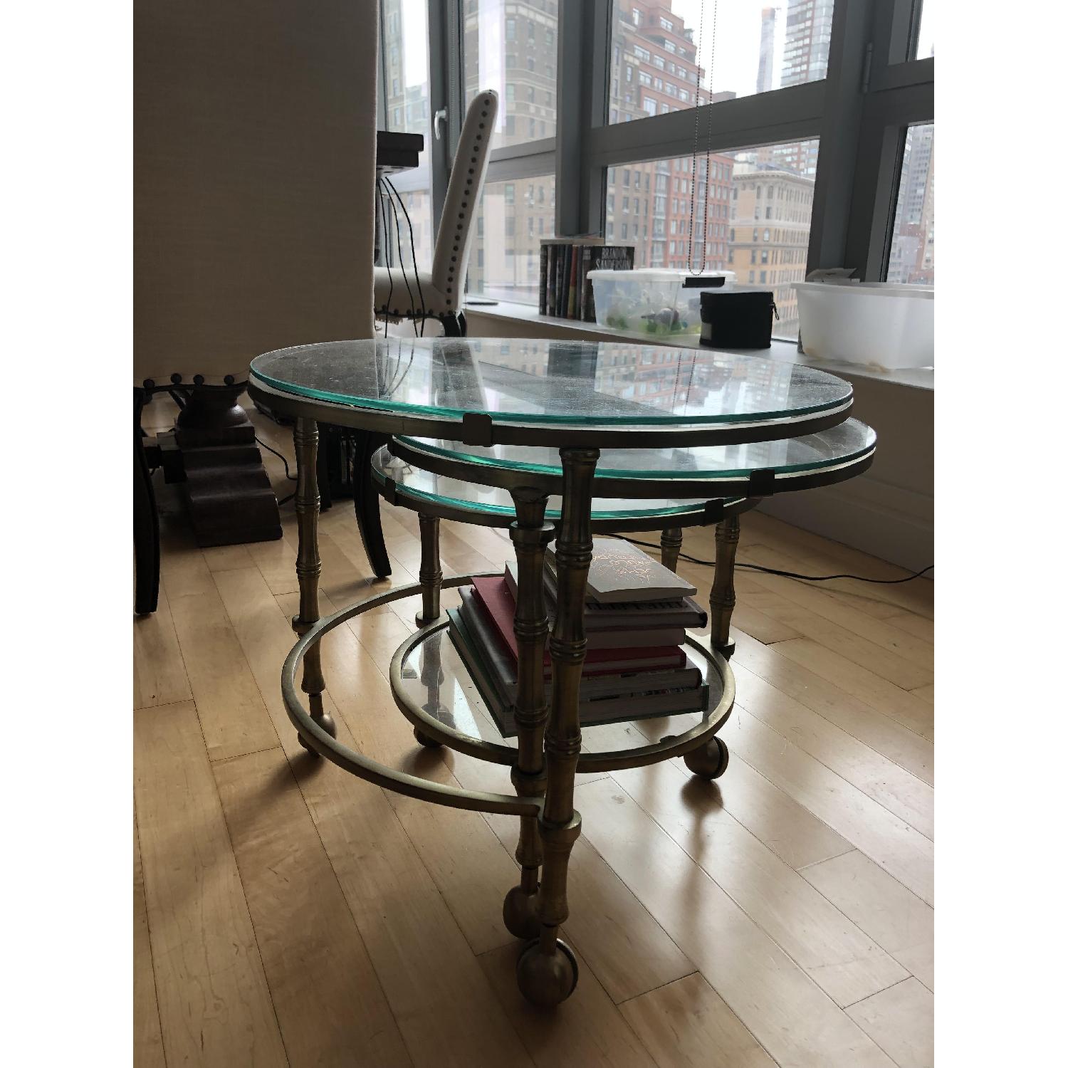 Pottery Barn Nesting Glass Coffee Table - image-3