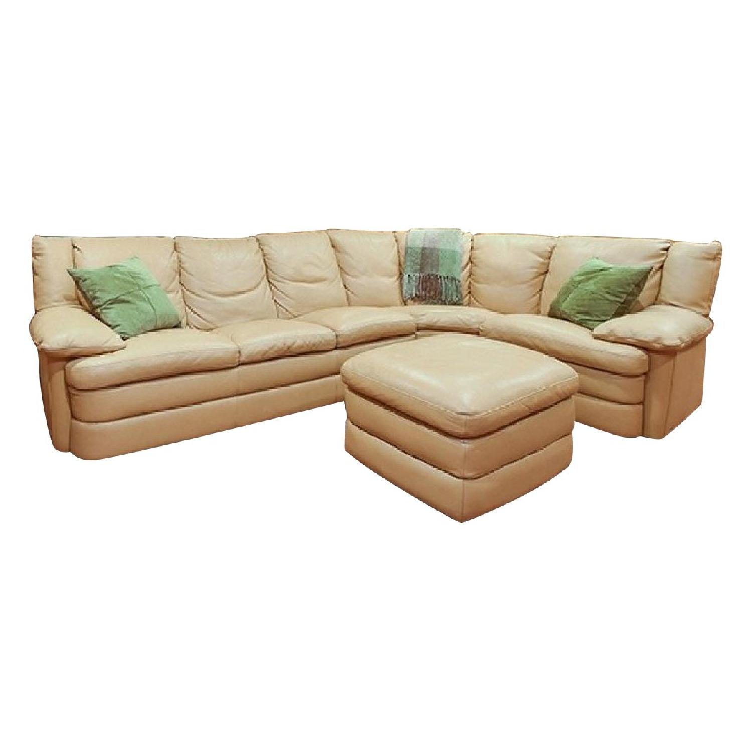 Natuzzi Puglia 3Piece Leather Sectional Sofa & Ottoman AptDeco