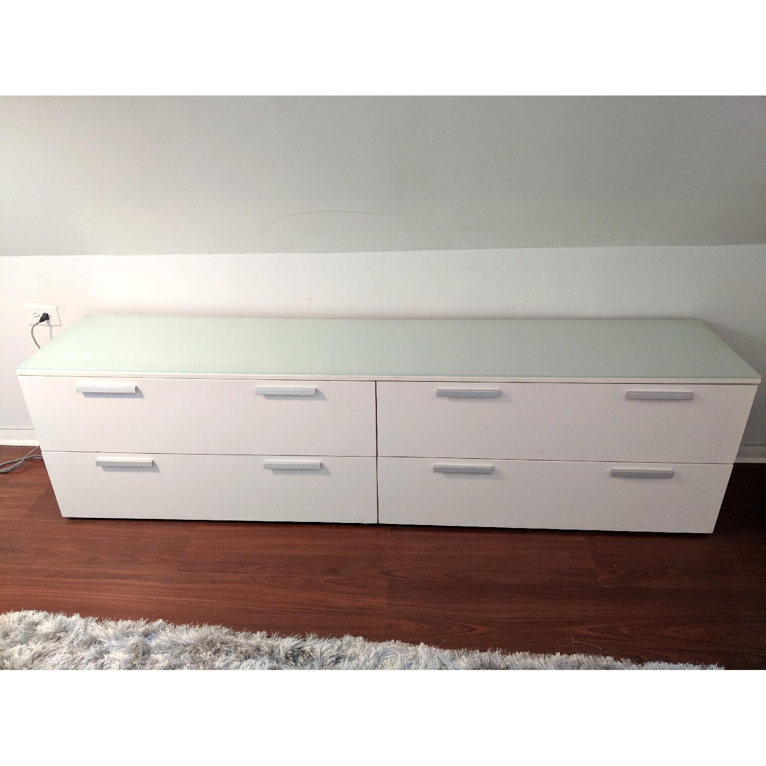 BoConcept White 4 Drawer Dresser w/ Glass Top - image-1