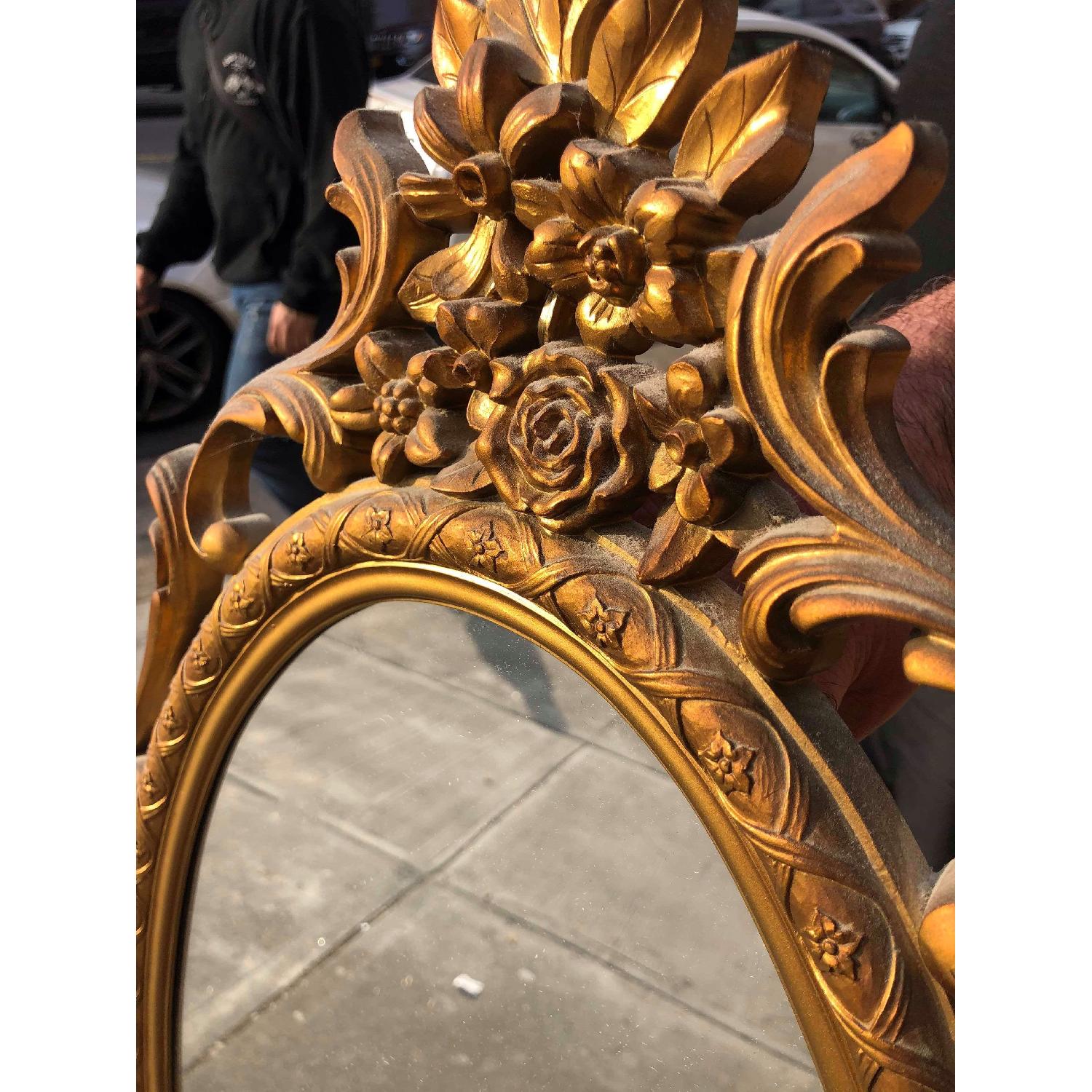 Antique 1940s Gold Painted Wooden Mirror w/ Stand AptDeco