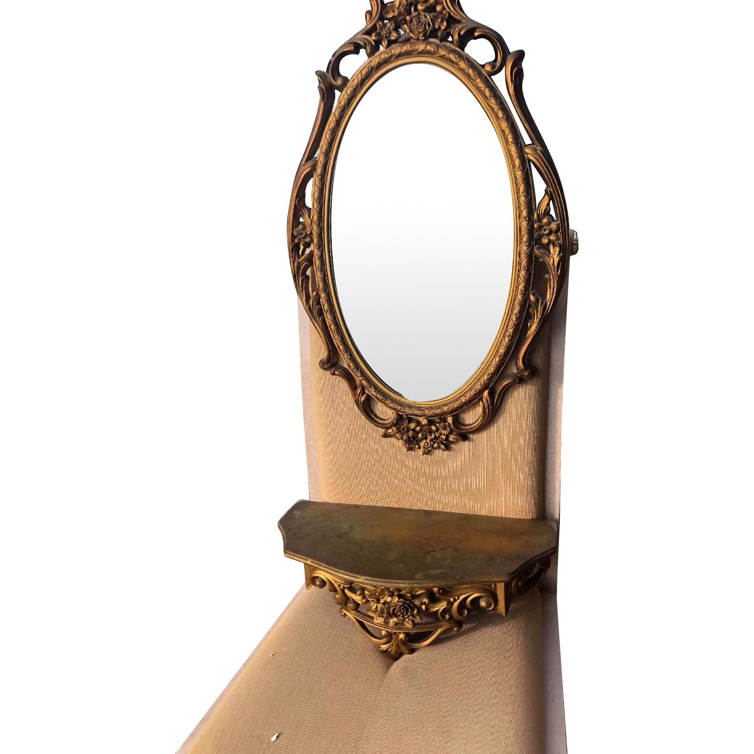 Antique 1940s Gold Painted Wooden Mirror w/ Stand AptDeco