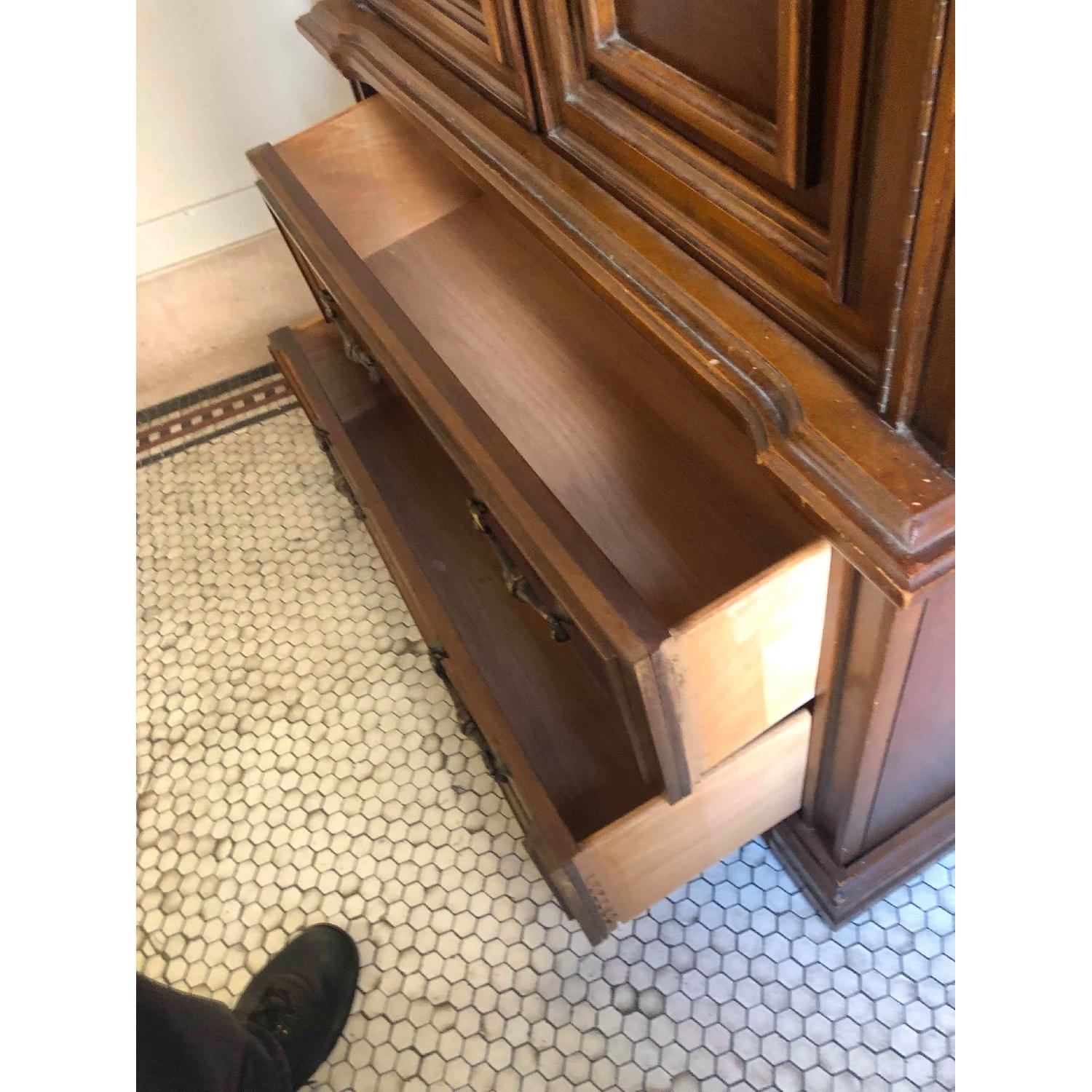 Vintage 1970s Solid Wood Armoire w/ Original Brass Handles - image-6