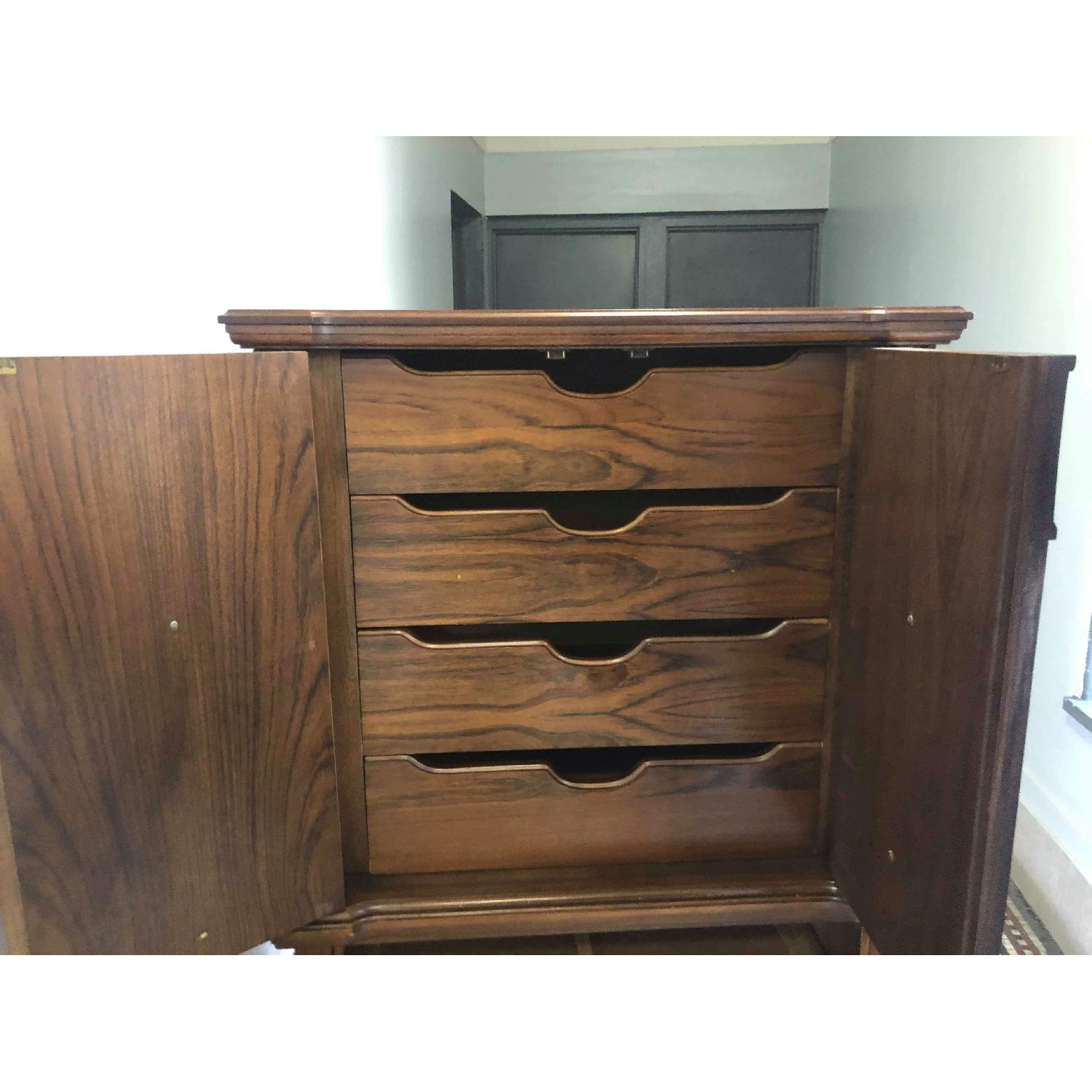 Vintage 1970s Solid Wood Armoire w/ Original Brass Handles - image-11