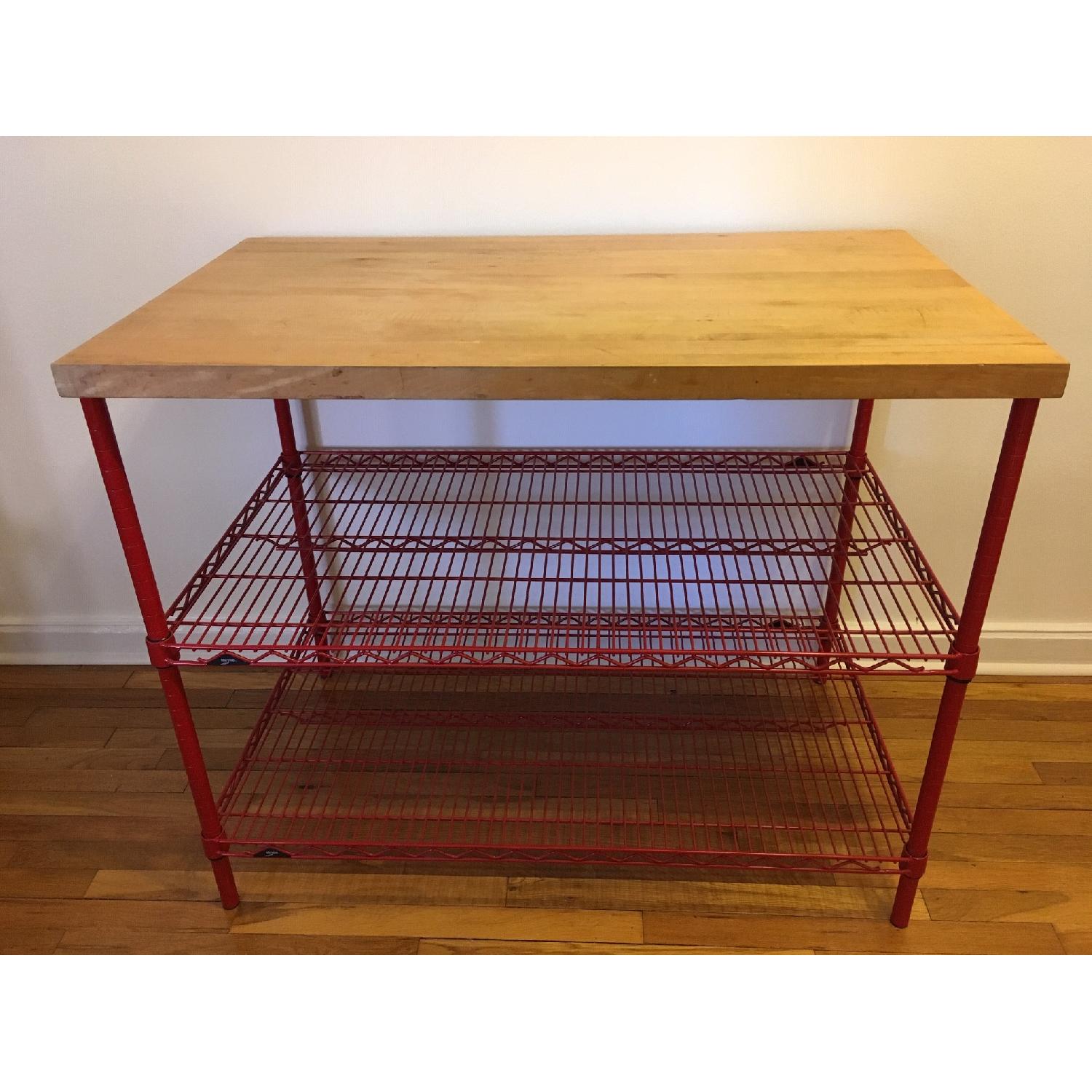 Container Store Metro Shelving Butcher Block Kitchen Island - image-1