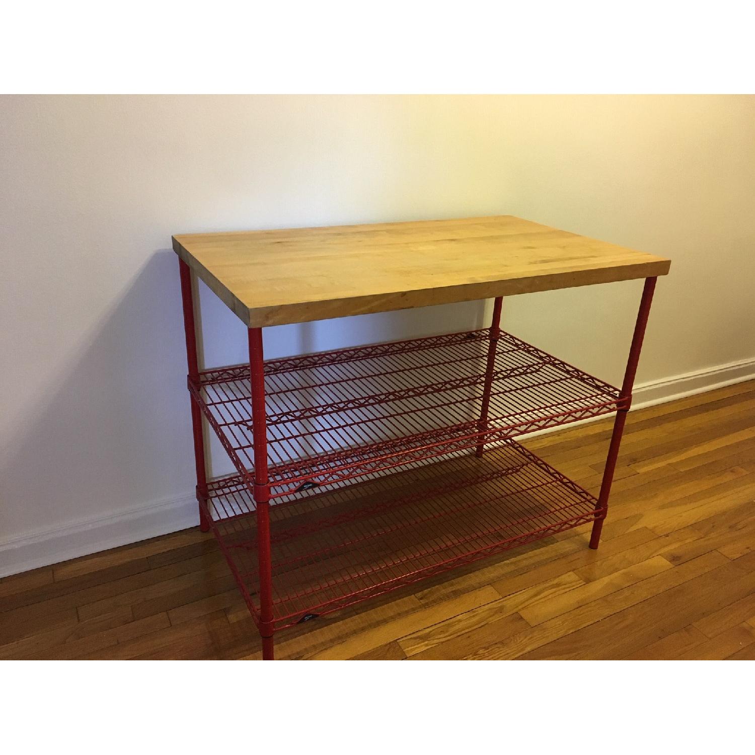 Container Store Metro Shelving Butcher Block Kitchen Island - image-2