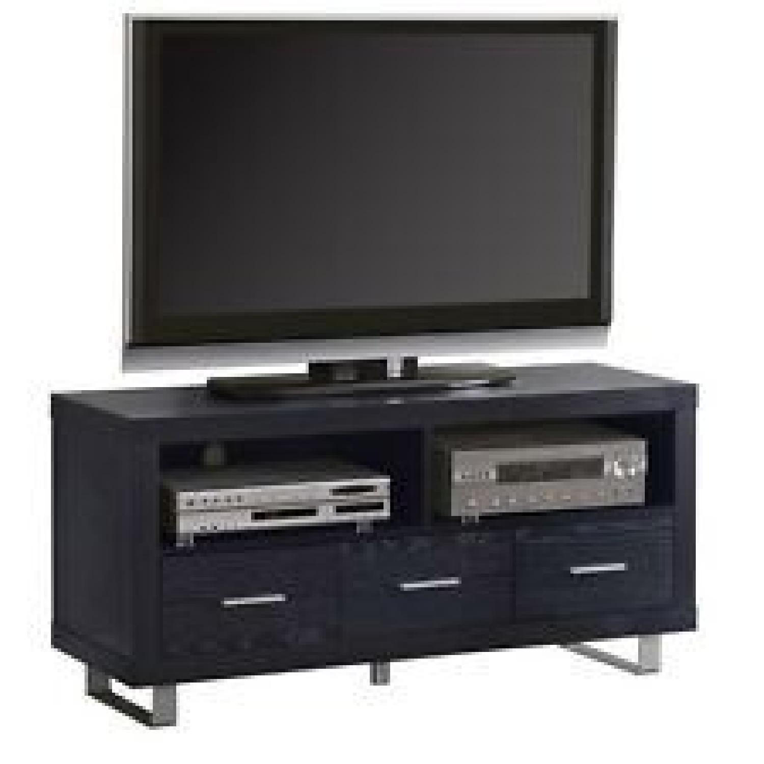 Black Oak TV Console w/ Metal Base AptDeco