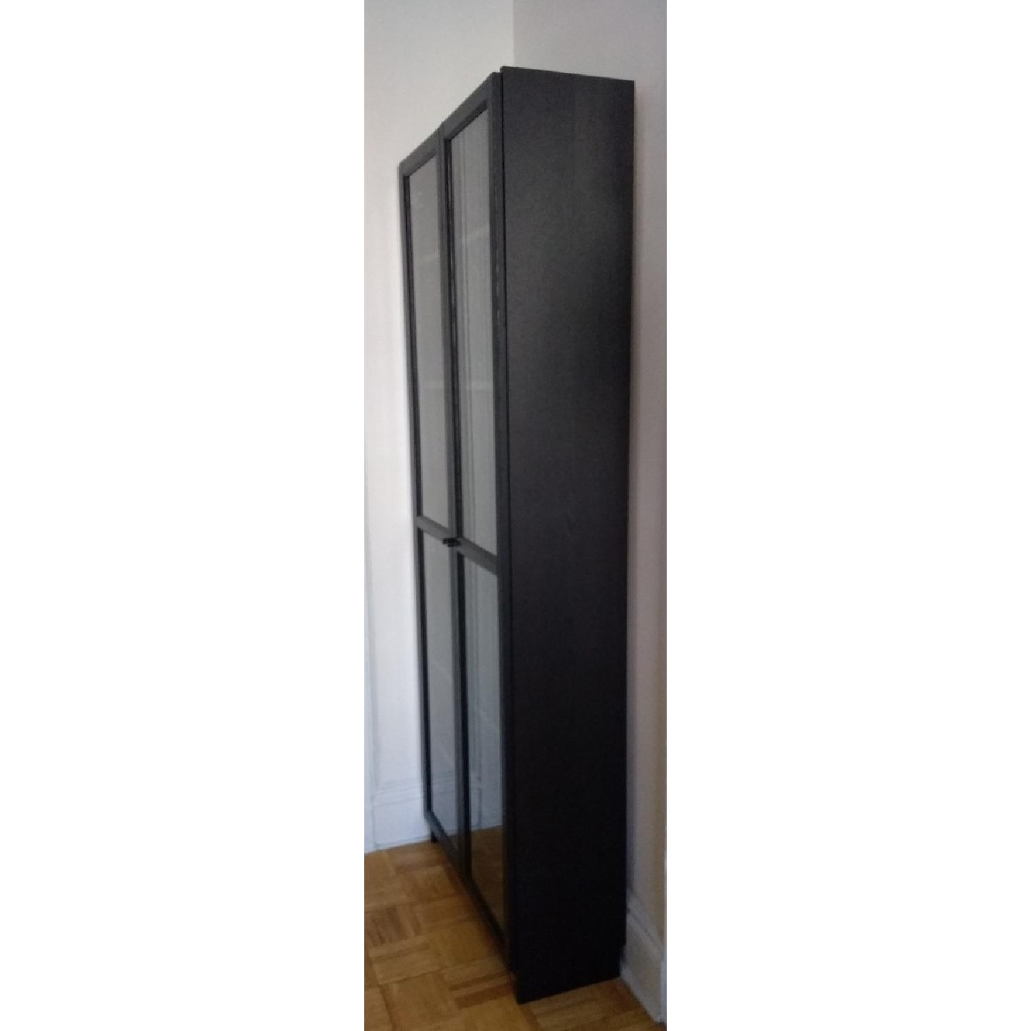 Ikea Billy Black Bookcase w/ Glass Doors - image-3