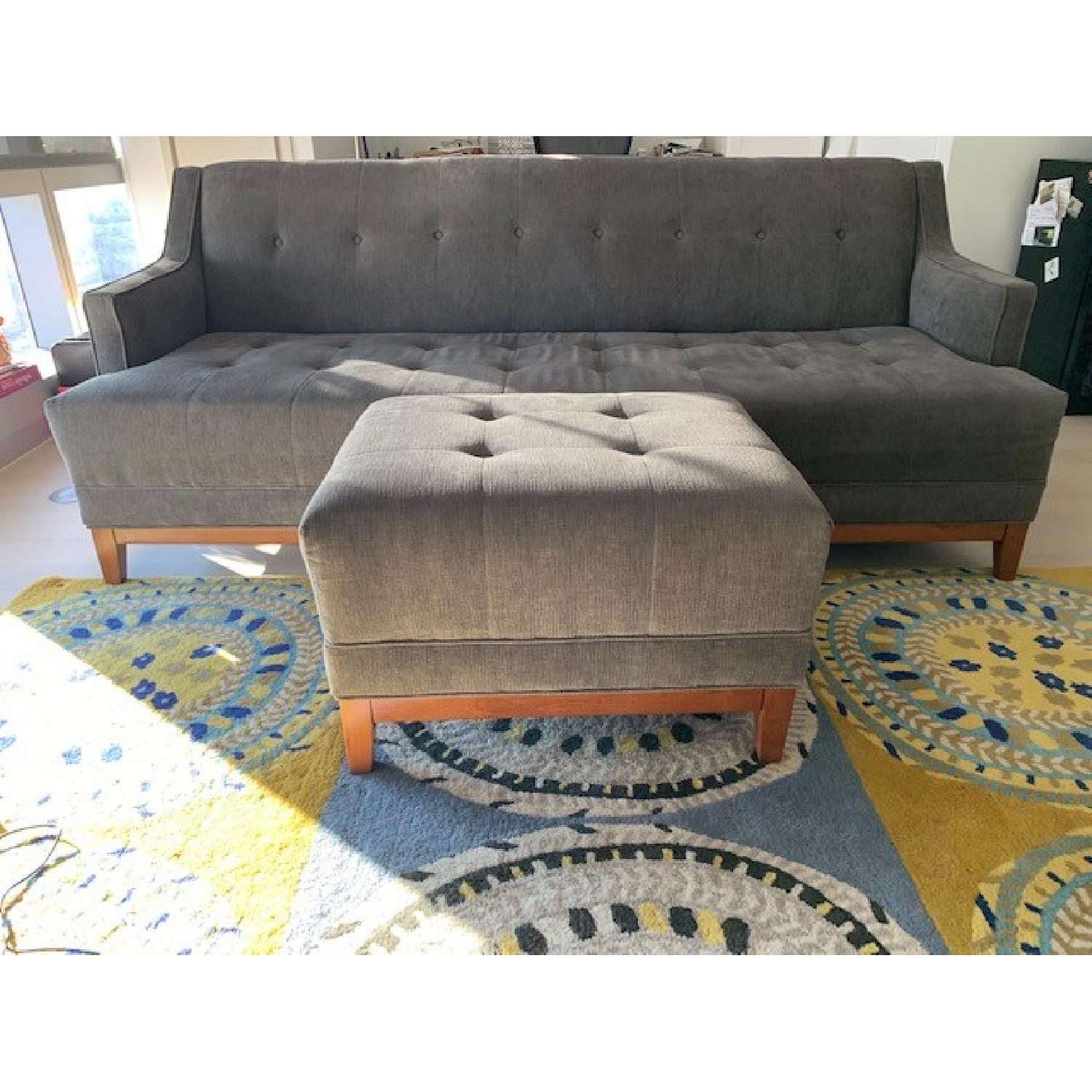 Living Spaces Mid Century Modern Sofa & Ottoman - image-1