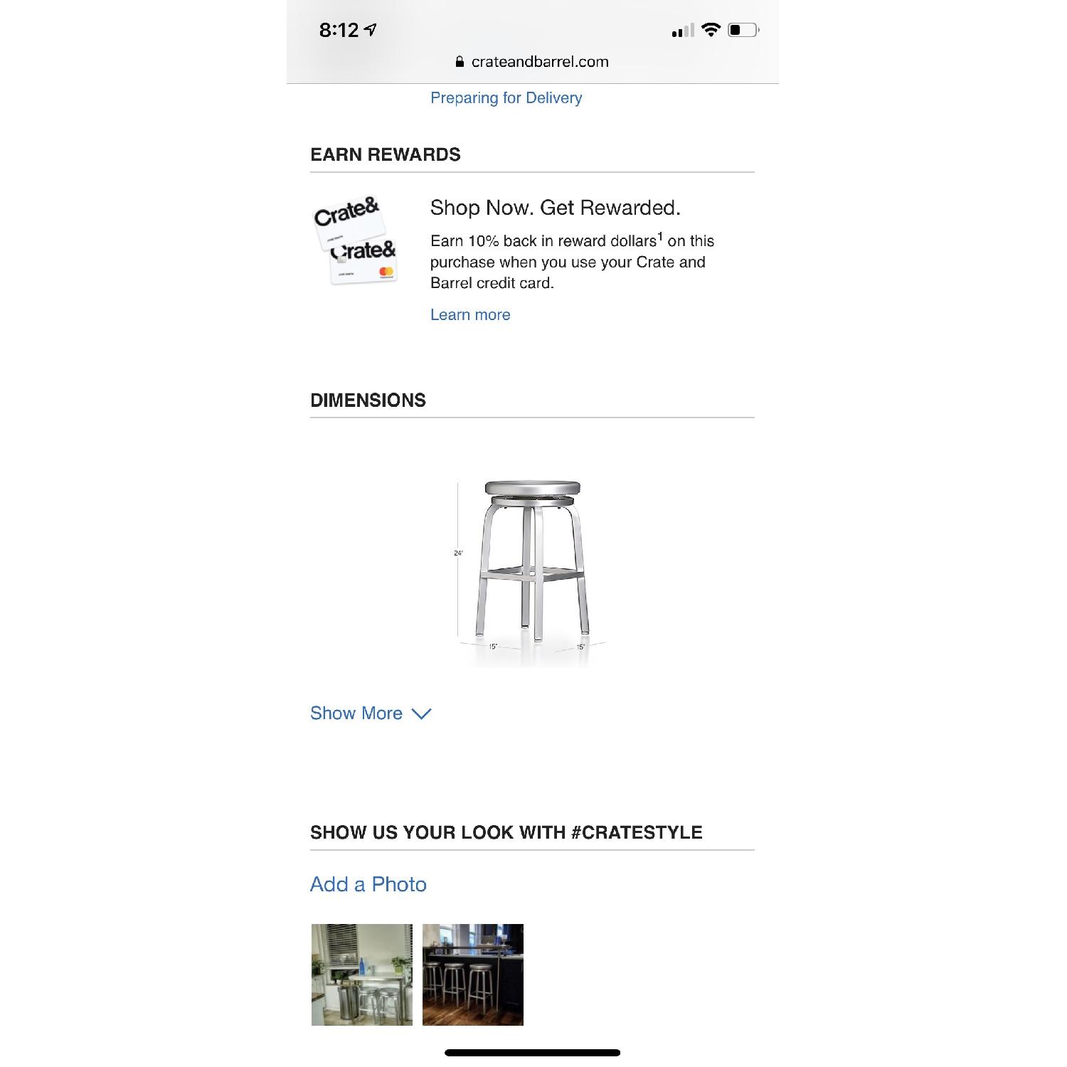 Crate & Barrel Swivel Counter Stools - image-2
