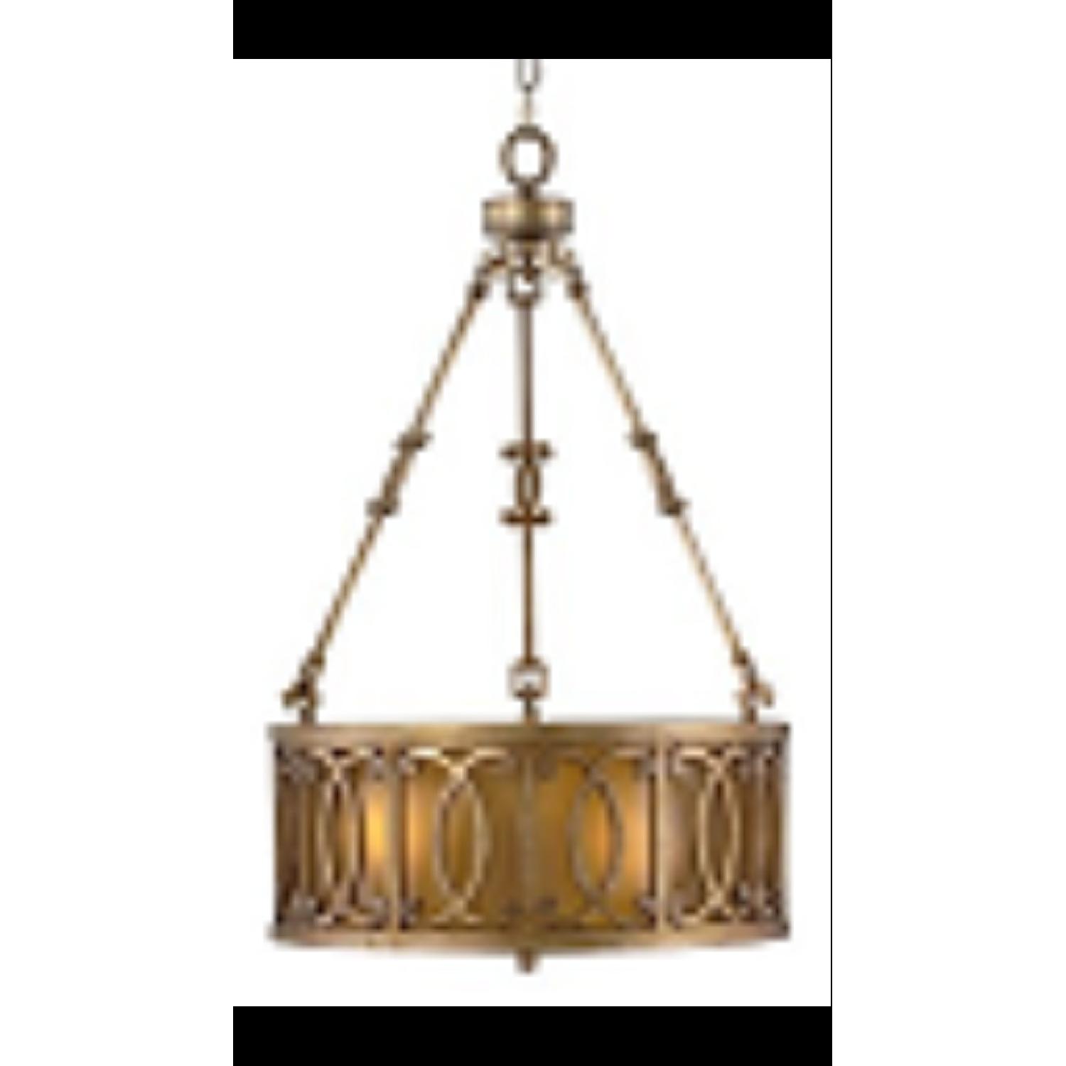 Curlicue Art Deco Design Three-Light Pendant in Champagne - image-1