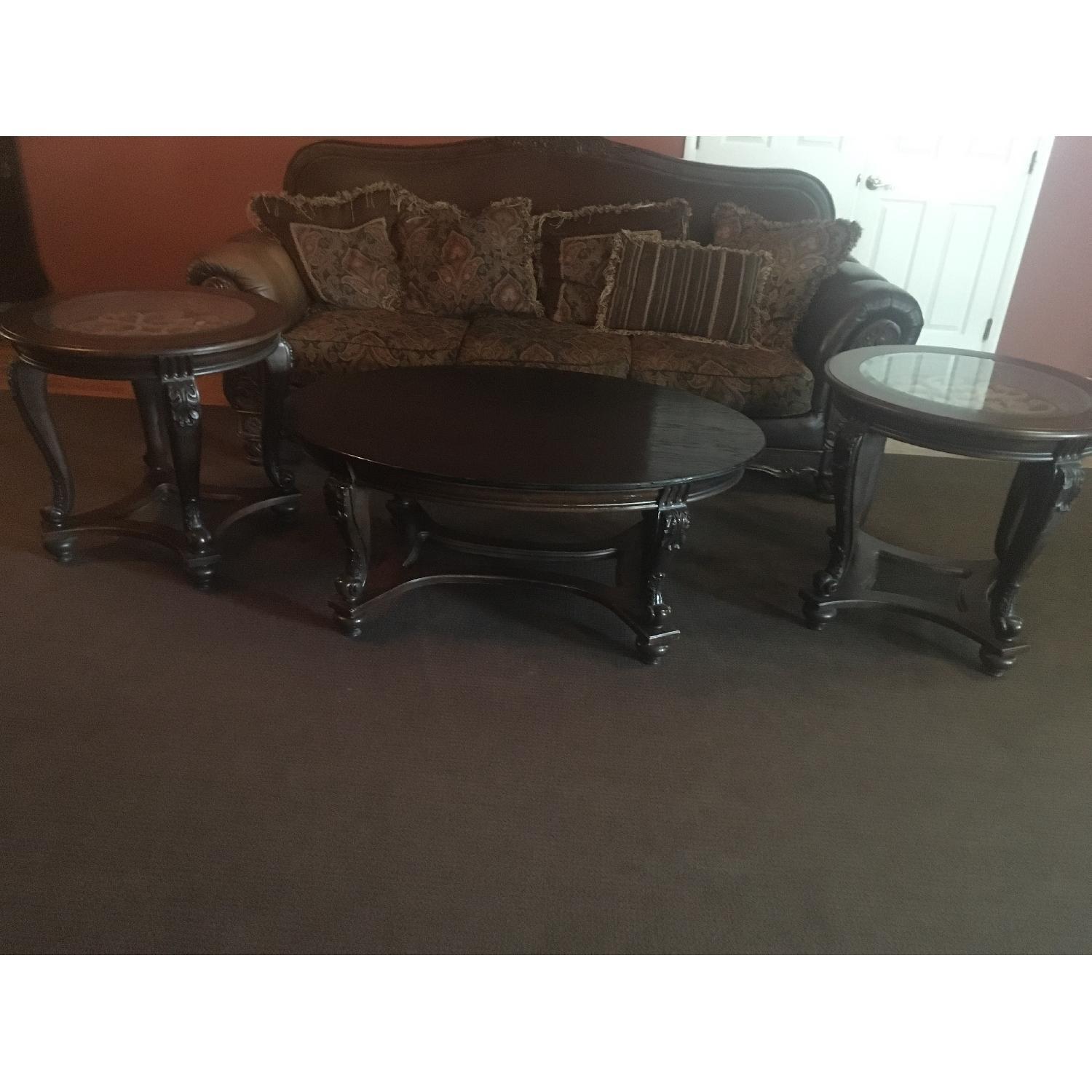 Espresso Wood End Tables w/ Glass Top - image-4