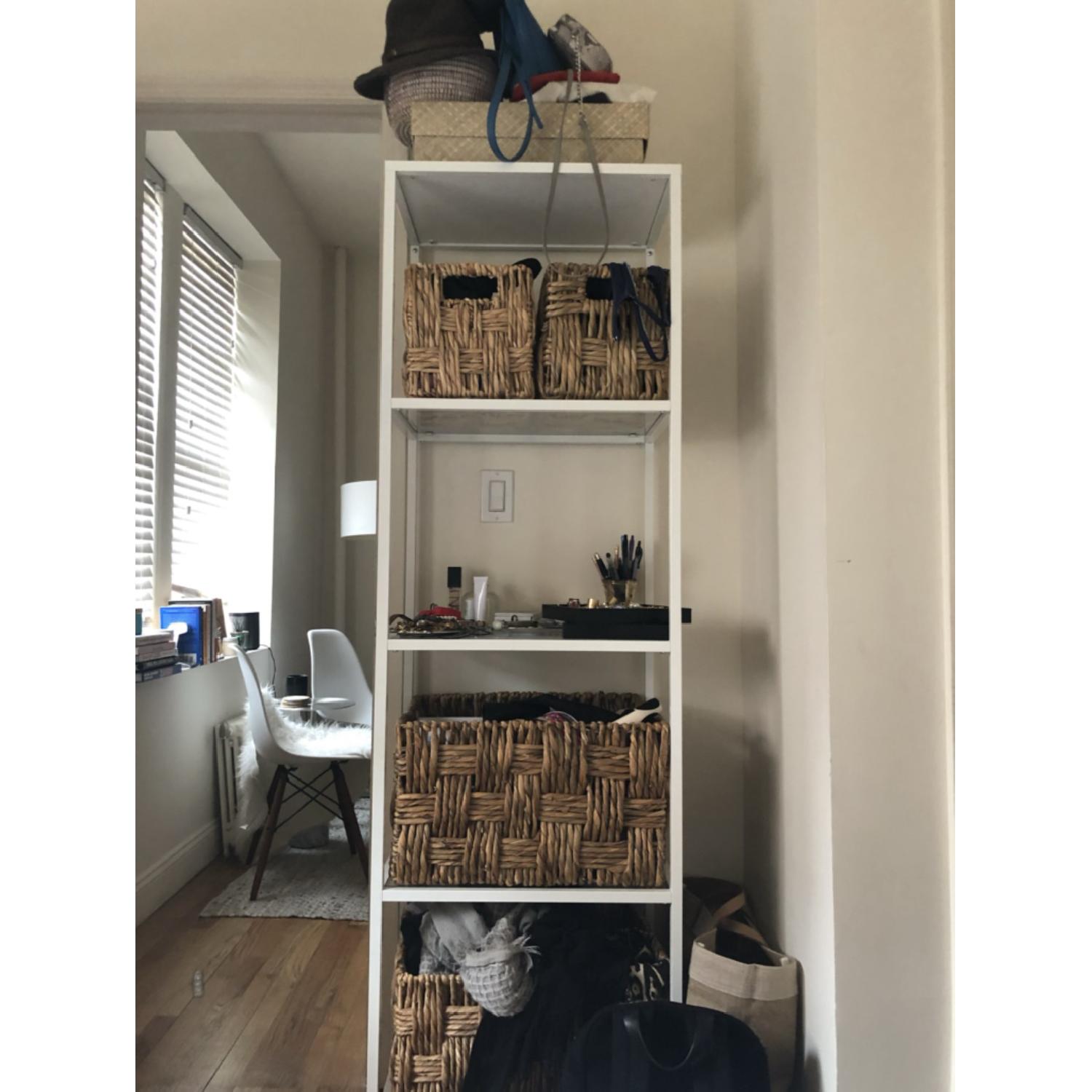 Ikea White Shelf Unit w/ Glass Shelves - image-1