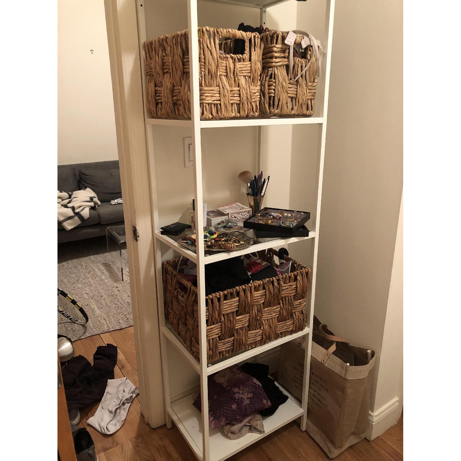 Ikea White Shelf Unit w/ Glass Shelves - image-2