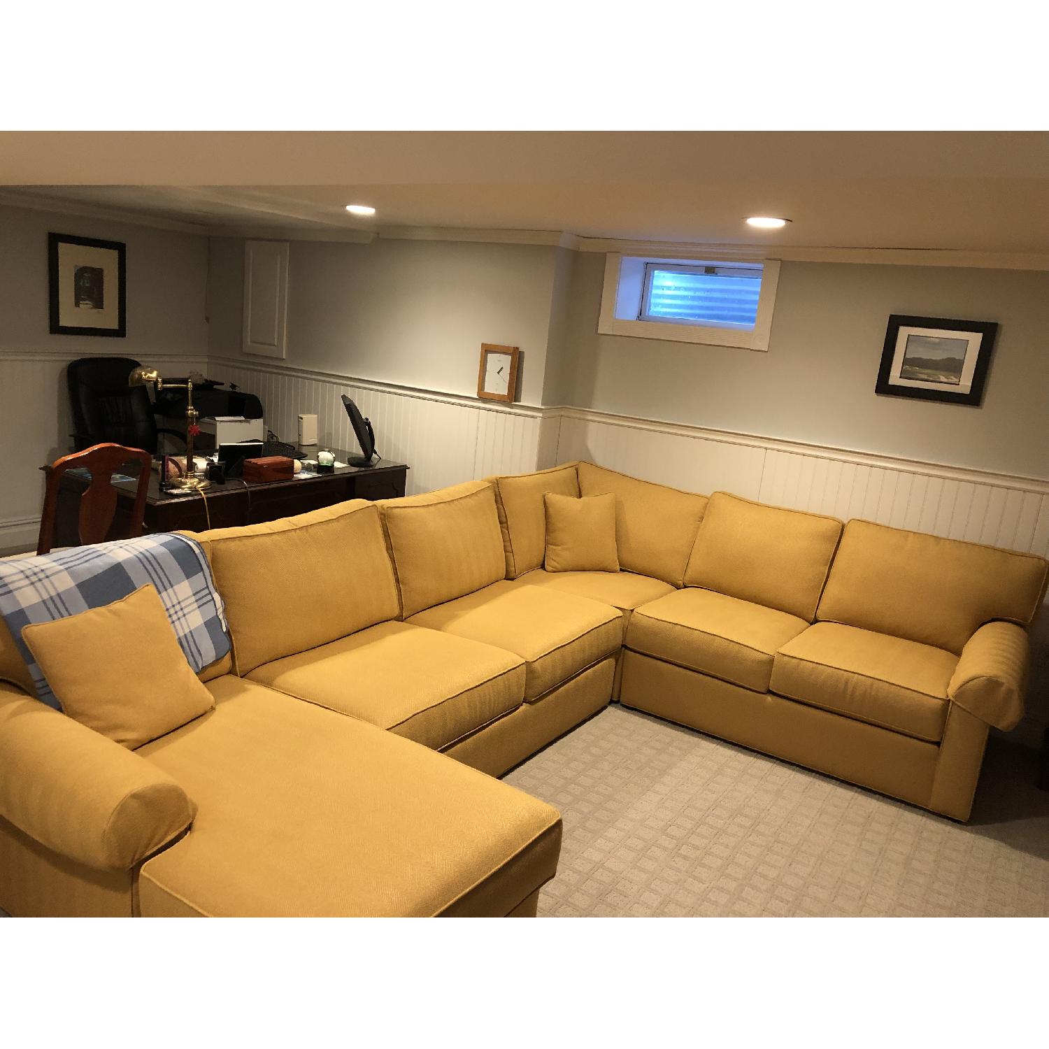 Ethan Allen Mustard Yellow Corner Sectional Sofa w/ Chaise - image-3