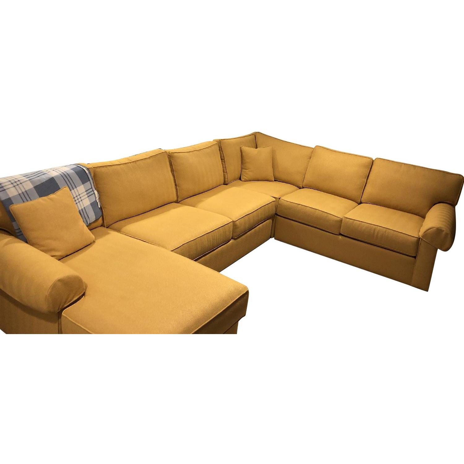 Ethan Allen Mustard Yellow Corner Sectional Sofa w/ Chaise AptDeco