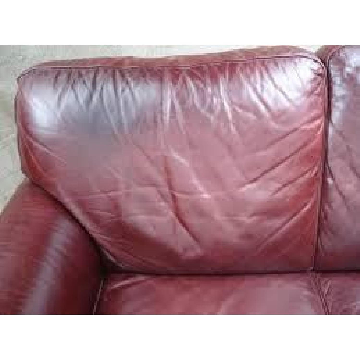 Natuzzi Italian Leather Sofa in Burgundy - image-2