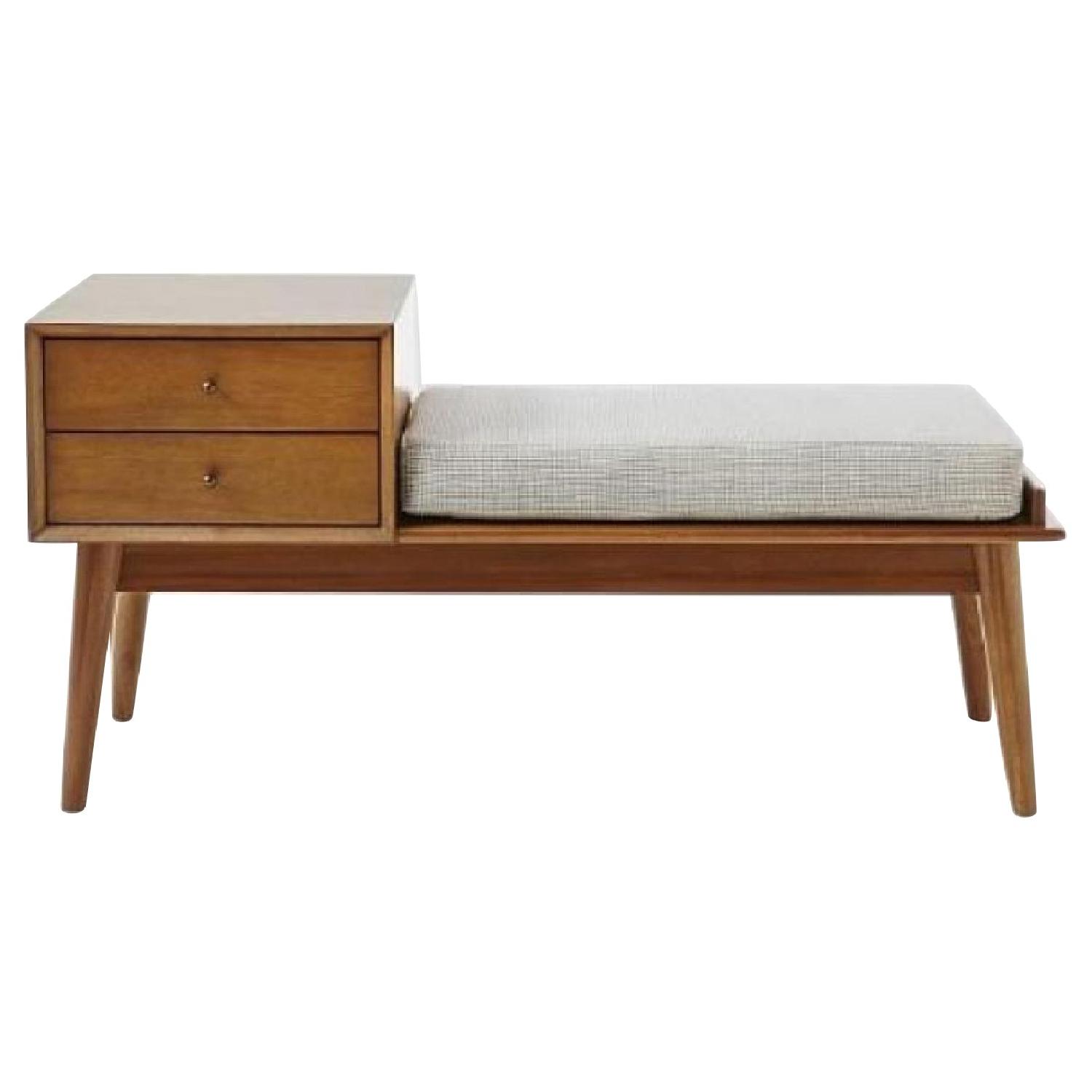 West Elm Mid-Century Storage Bench in Acorn - image-0