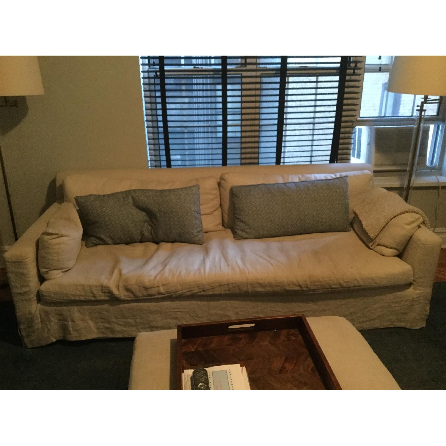 Restoration Hardware Down Filled Sofa & Ottoman - image-1