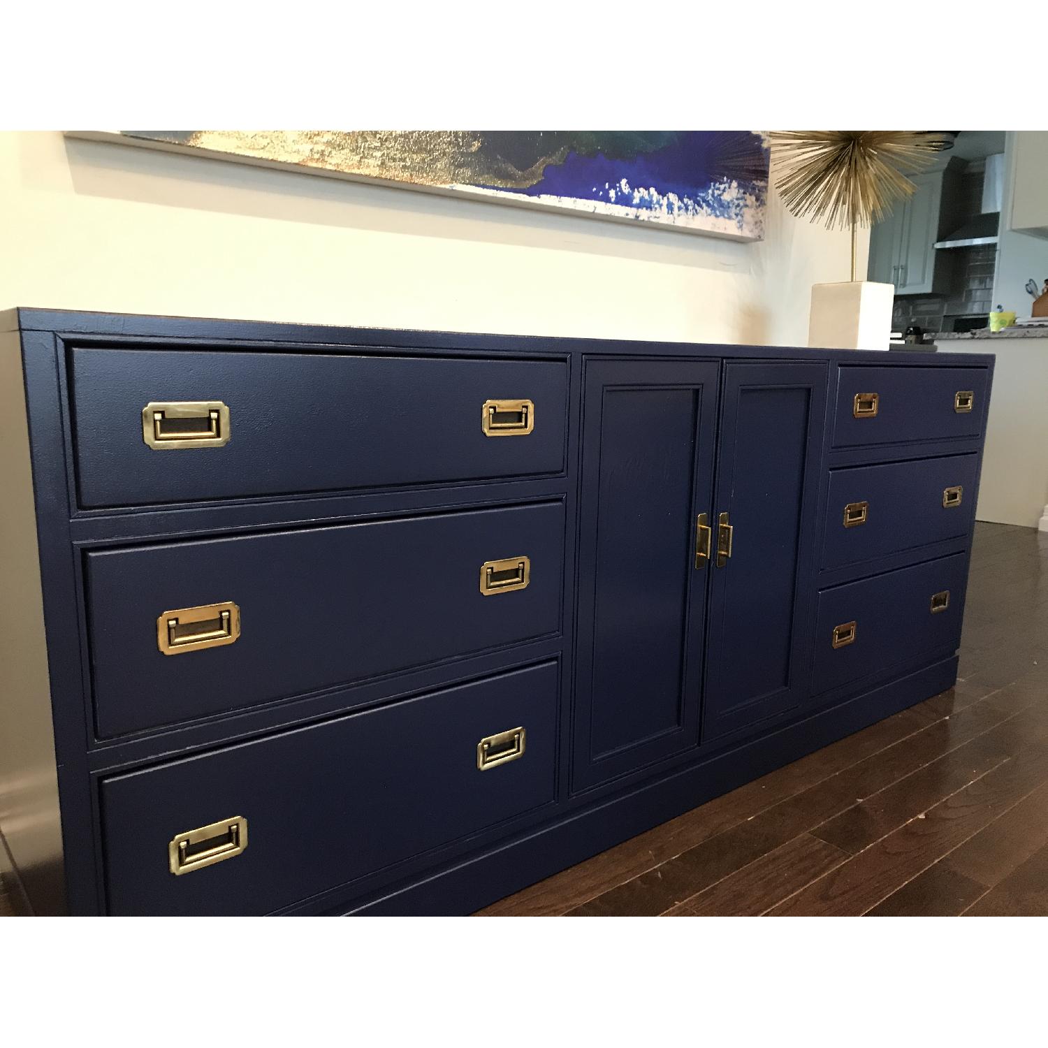 Ethan Allen Blue Campaign Style 9 Drawer Dresser - image-2