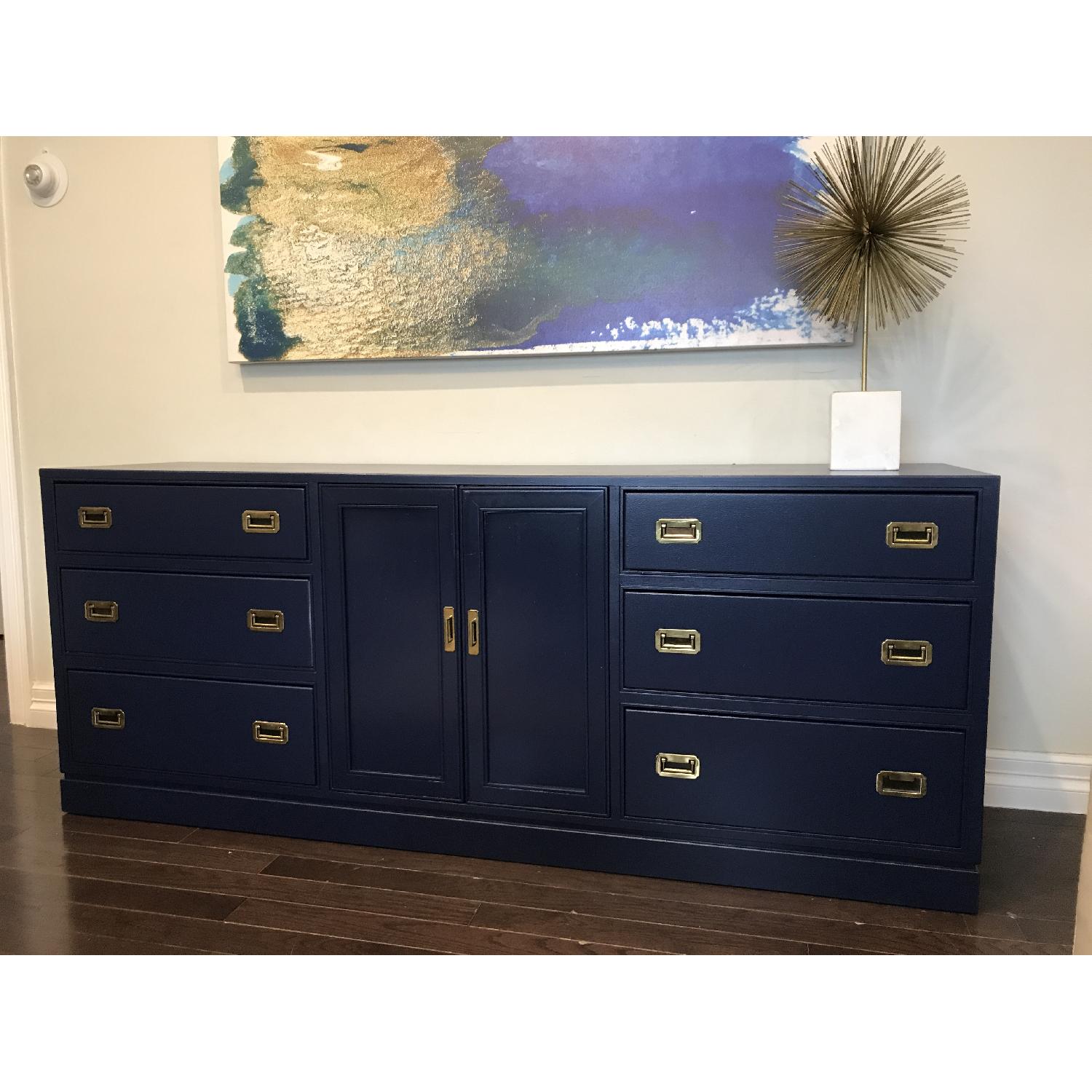 Ethan Allen Blue Campaign Style 9 Drawer Dresser - image-3