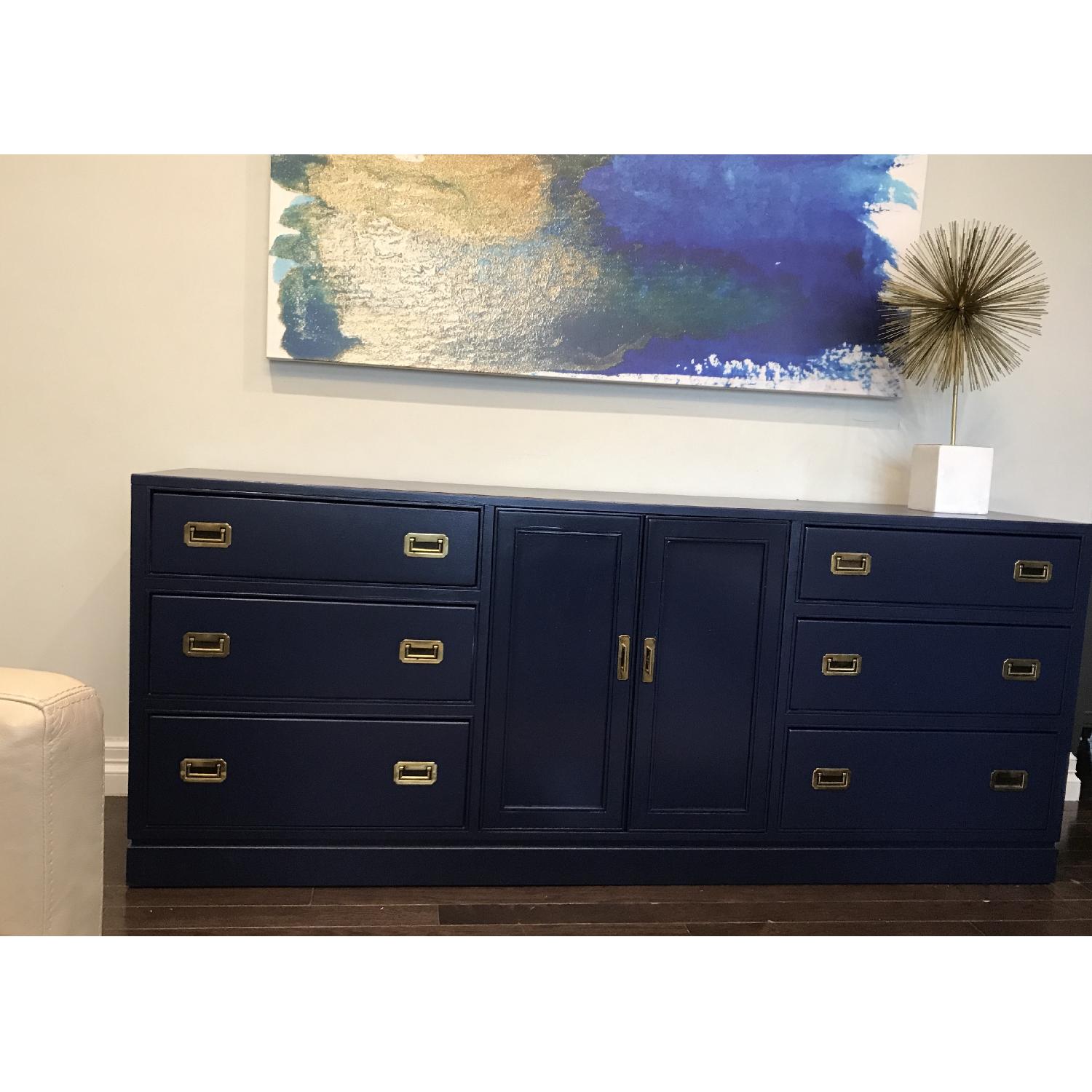 Ethan Allen Blue Campaign Style 9 Drawer Dresser - image-4
