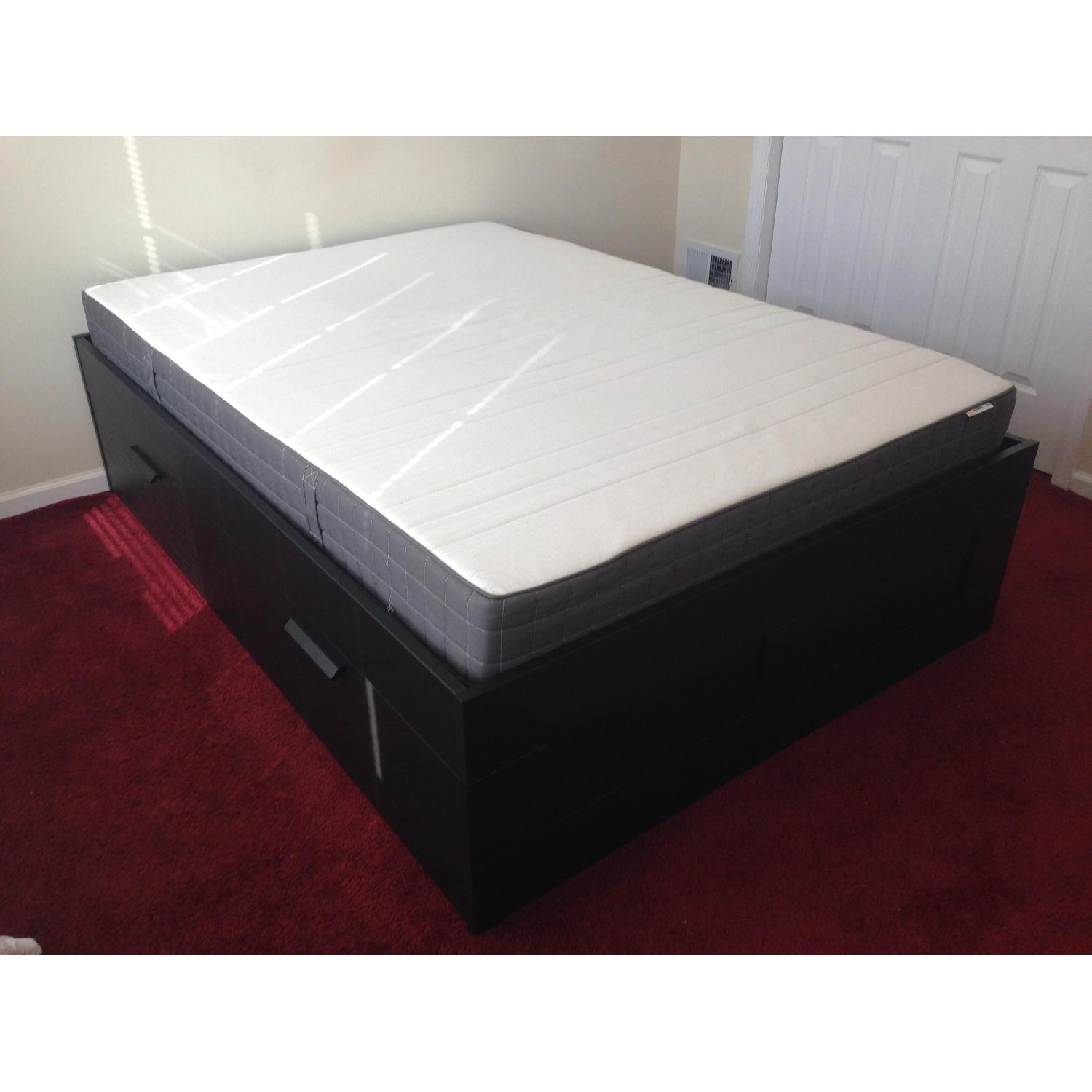 Ikea Brimnes Captains Full Size Bed w/ 4 Drawers - image-1