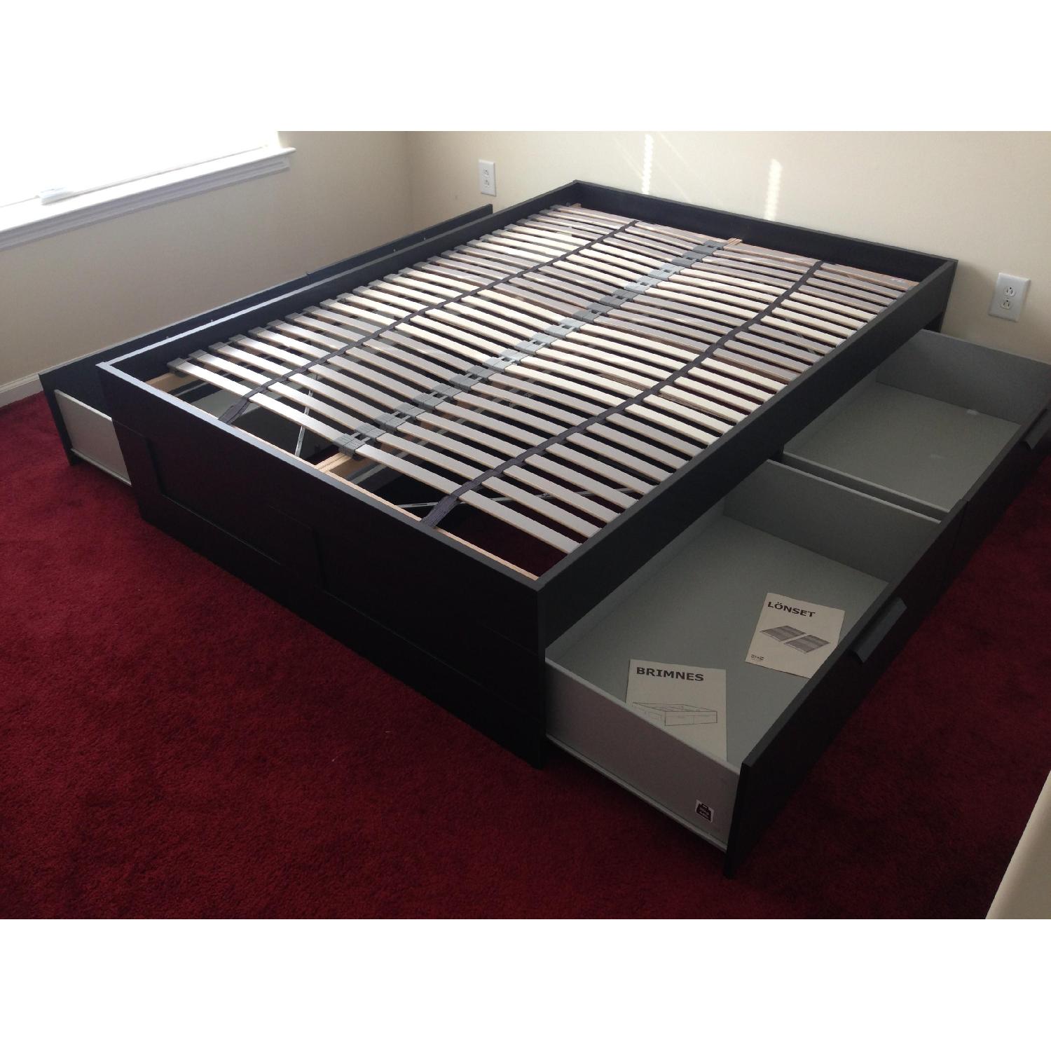 Ikea Brimnes Captains Full Size Bed w/ 4 Drawers - image-4