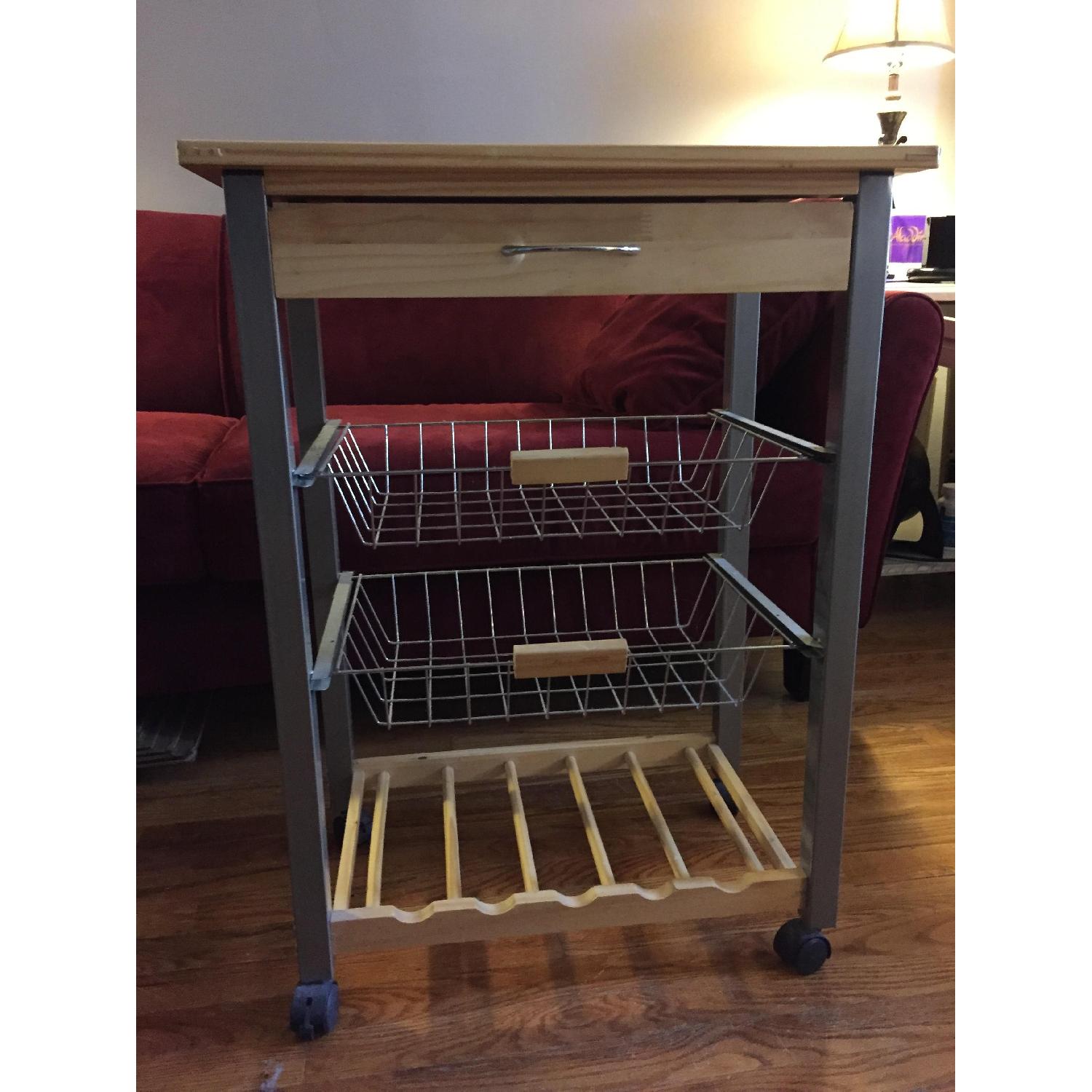 Bed Bath & Beyond Kitchen Cart w/ Wine Rack - image-1