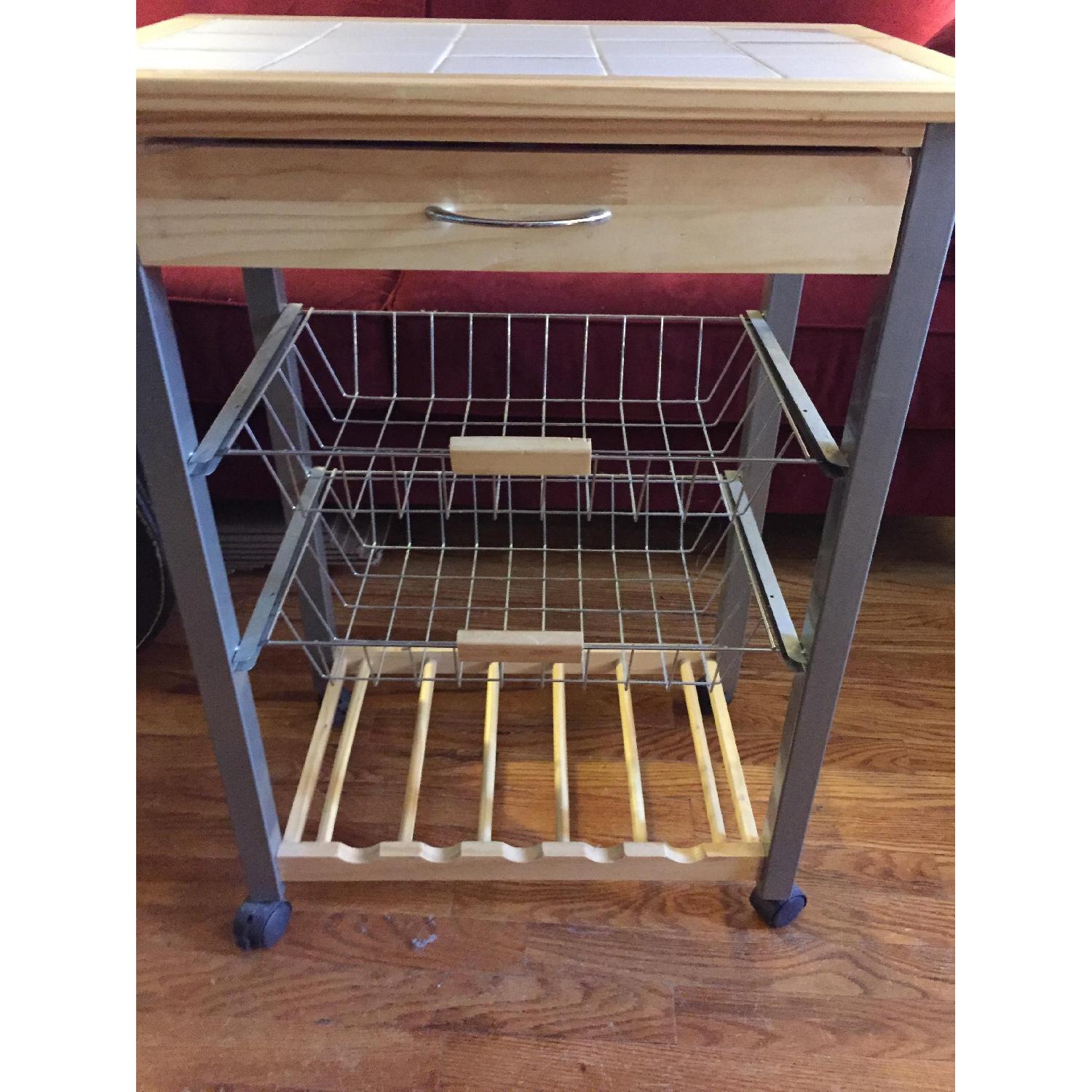 Bed Bath & Beyond Kitchen Cart w/ Wine Rack - image-4