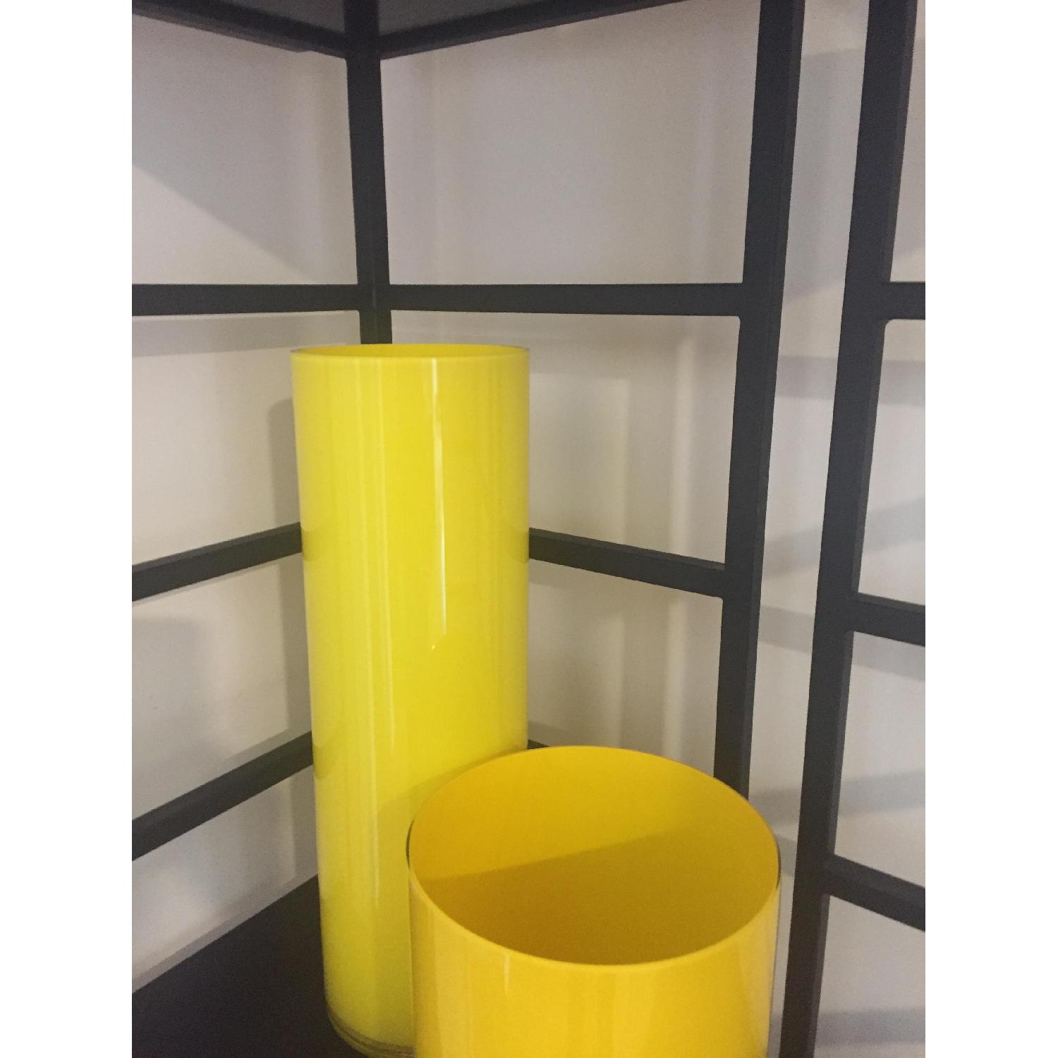 Large Yellow Glass Cylinder Vases - image-2