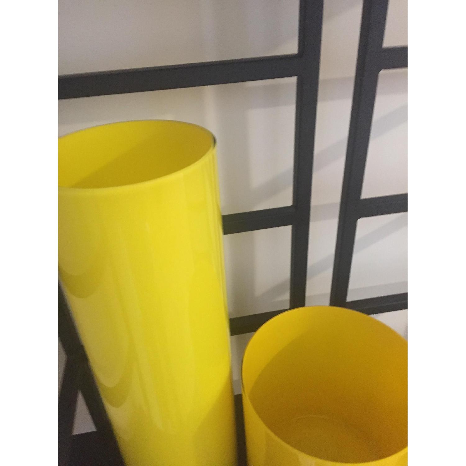 Large Yellow Glass Cylinder Vases - image-3