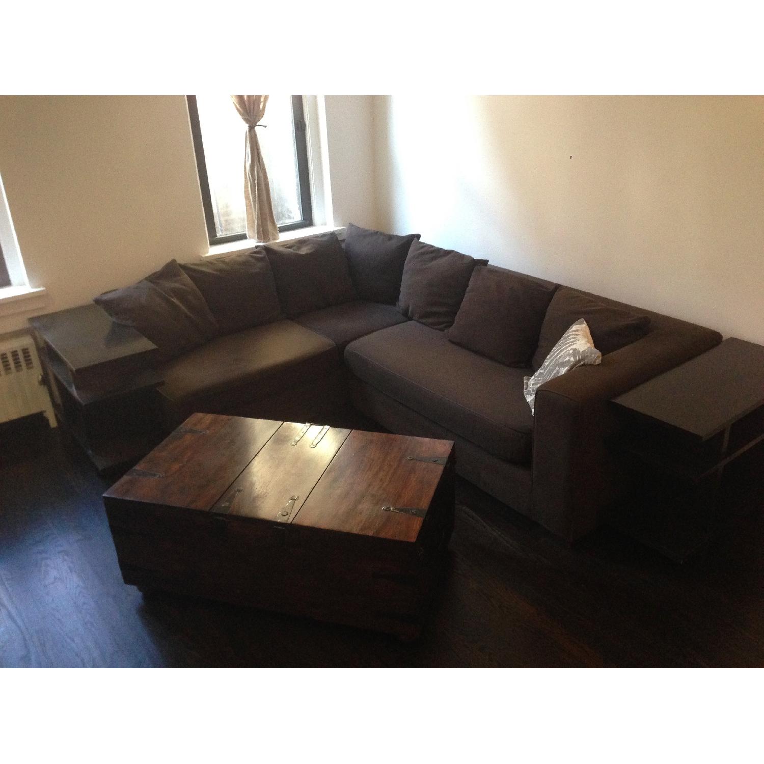 West Elm Walton 3 Piece Sectional Sofa in Brown - image-3