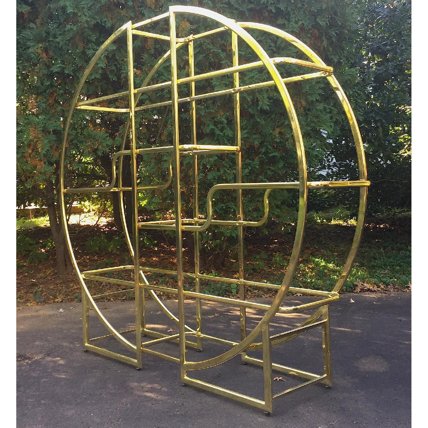 Mid Century Modern Circular Brass Etagere/Display Shelf - image-2