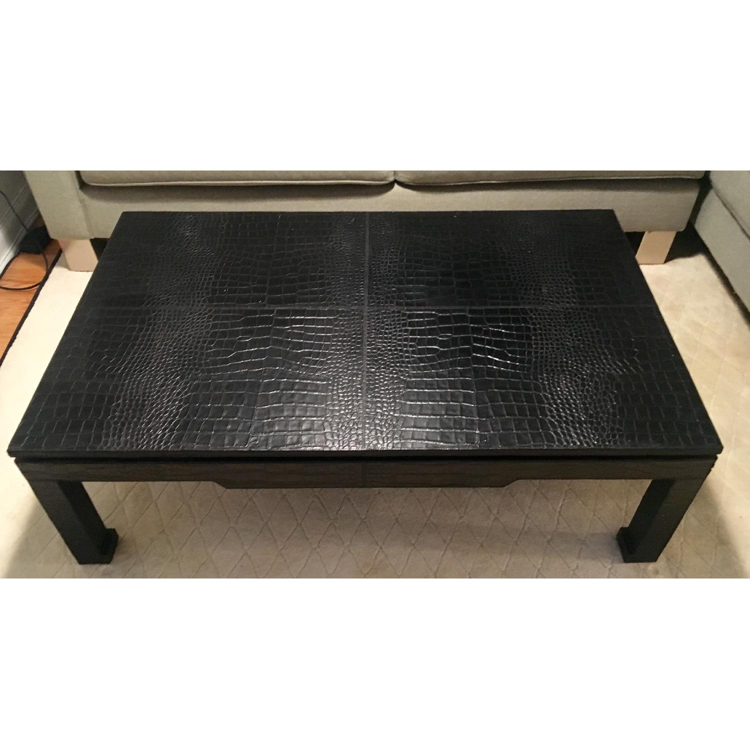 Jonathan Adler Croc-Embossed Leather Cocktail Table w/ Ming Feet - image-2