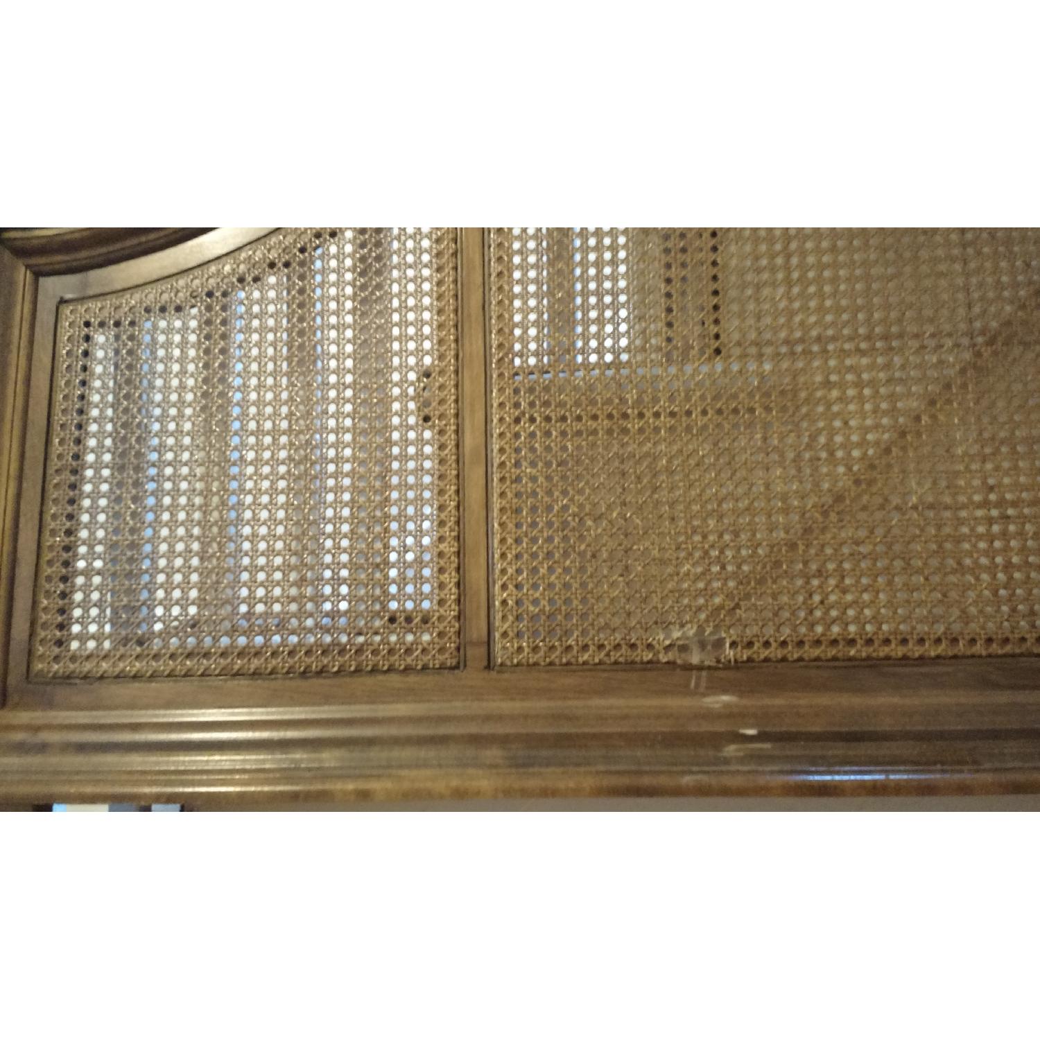 Ethan Allen Maple Wood Headboard w/ 3 Cane Panels AptDeco