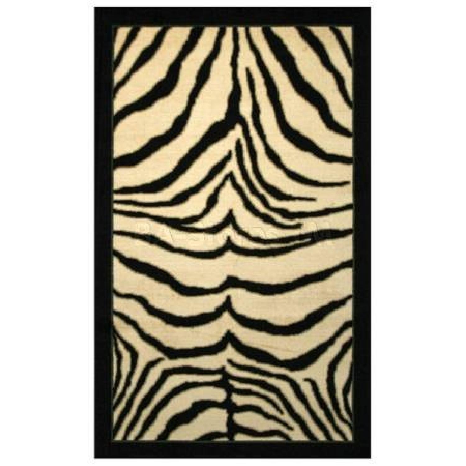 Coaster Fine Furniture Conteporary Rug in Black Animal Print Zebra Stripes - image-1