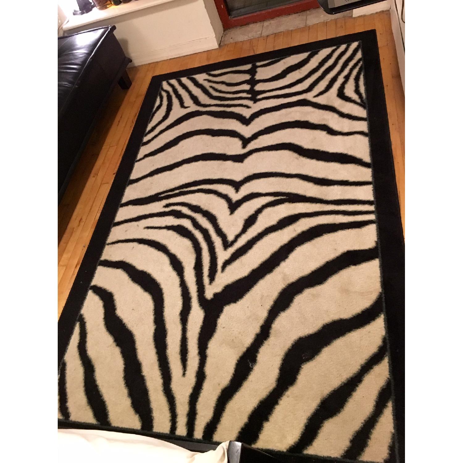 Coaster Fine Furniture Conteporary Rug in Black Animal Print Zebra Stripes - image-2