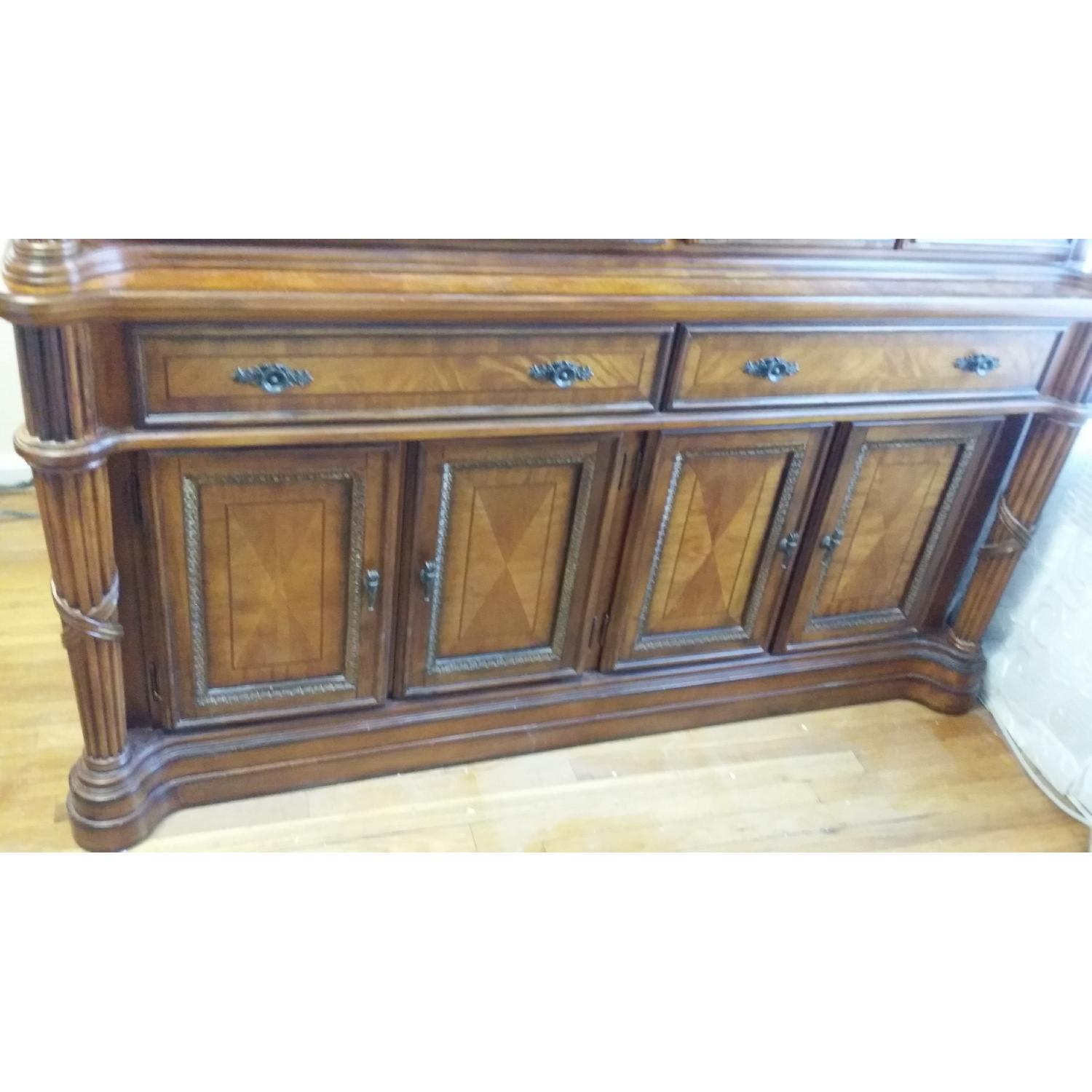 Raymour & Flanigan Lighted Solid Wood Glass China Cabinet - image-2