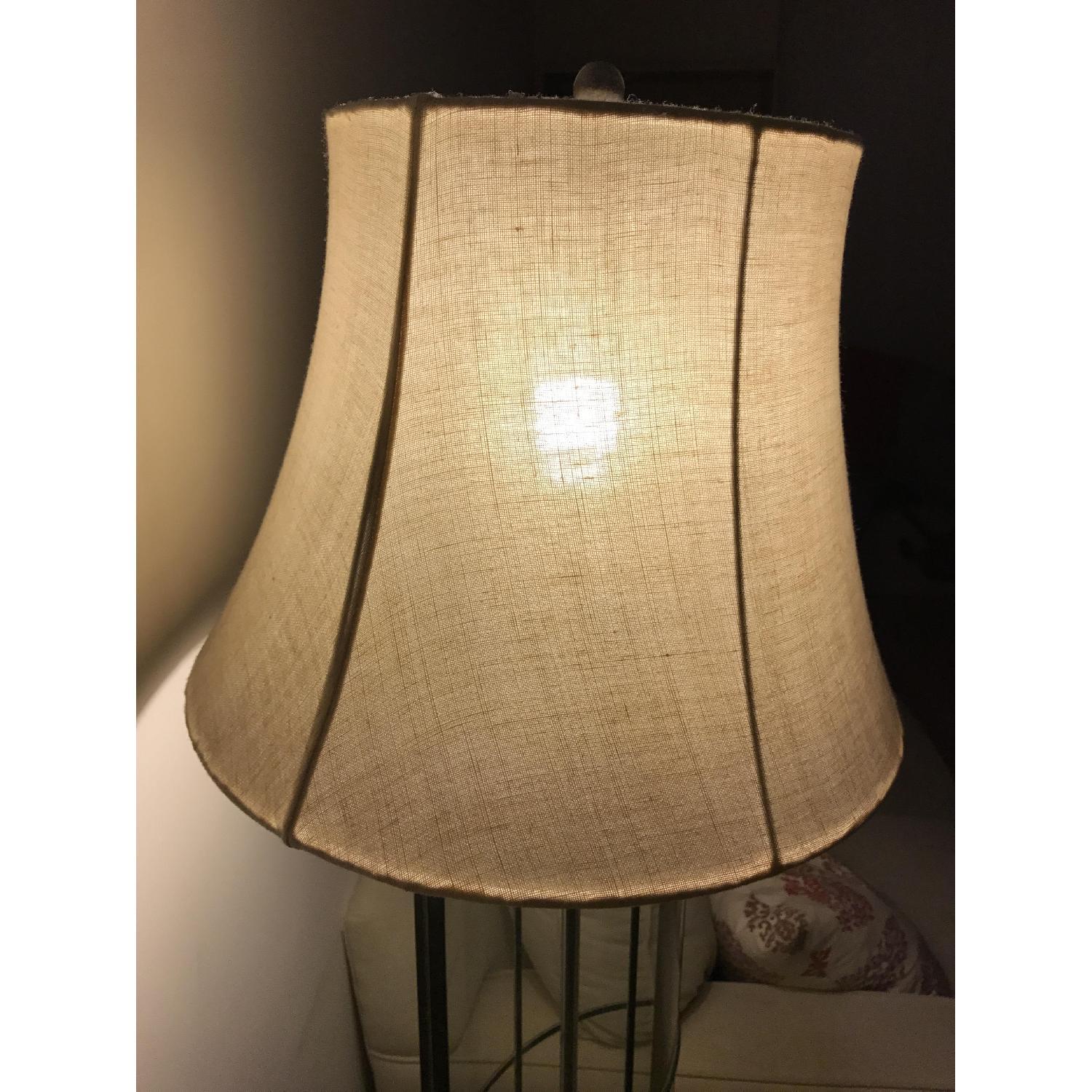 Ethan Allen 3-Way Floor Lamp w/ Shabby Chic Lamp Shade - image-2