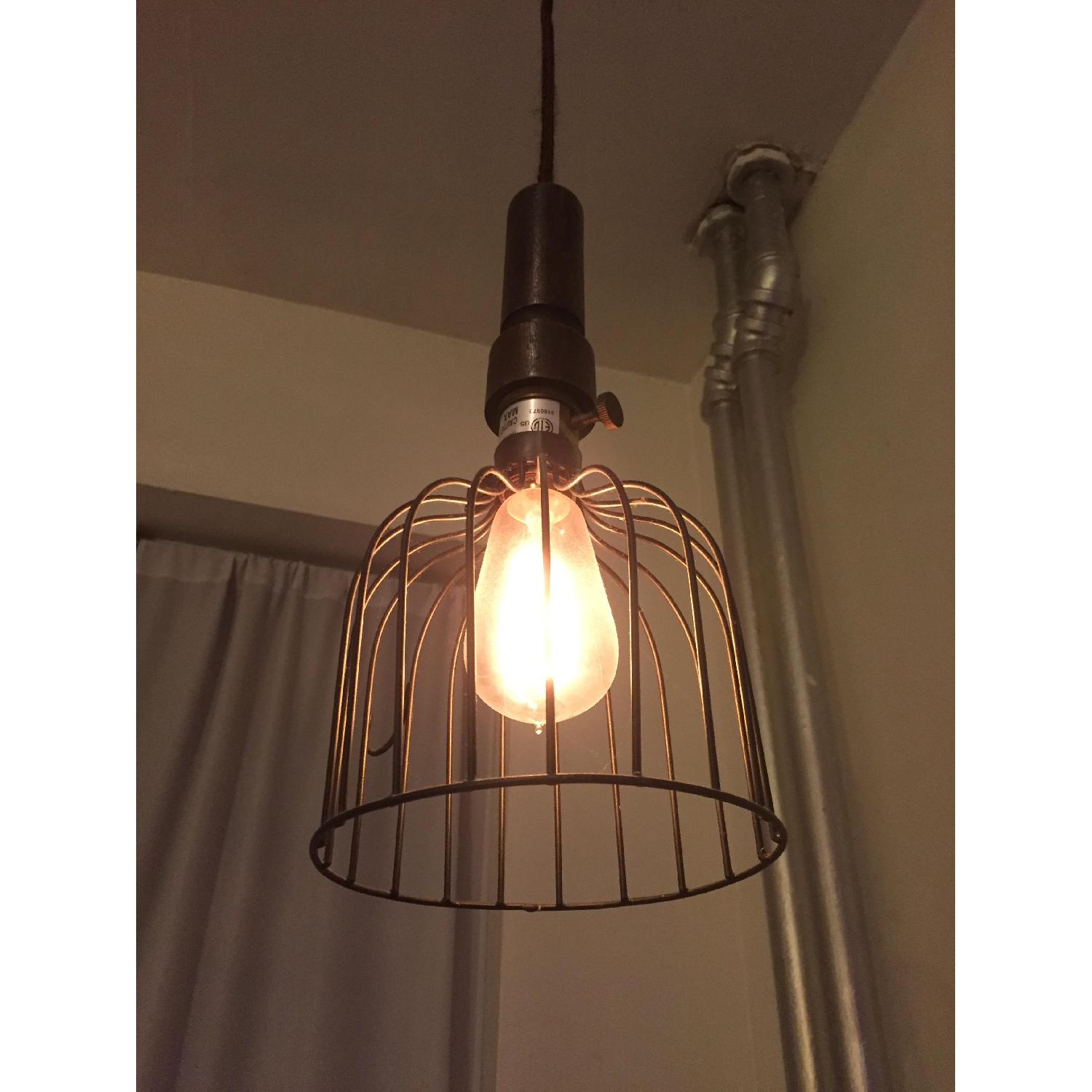 Pottery Barn Hanging Cage Light w/ Edison Bulb - image-3