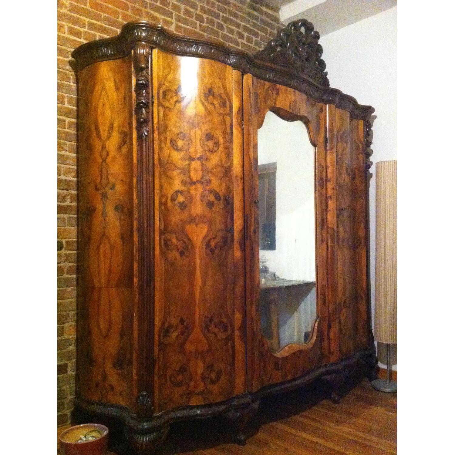 Antique Burl Wood Armoire - image-1