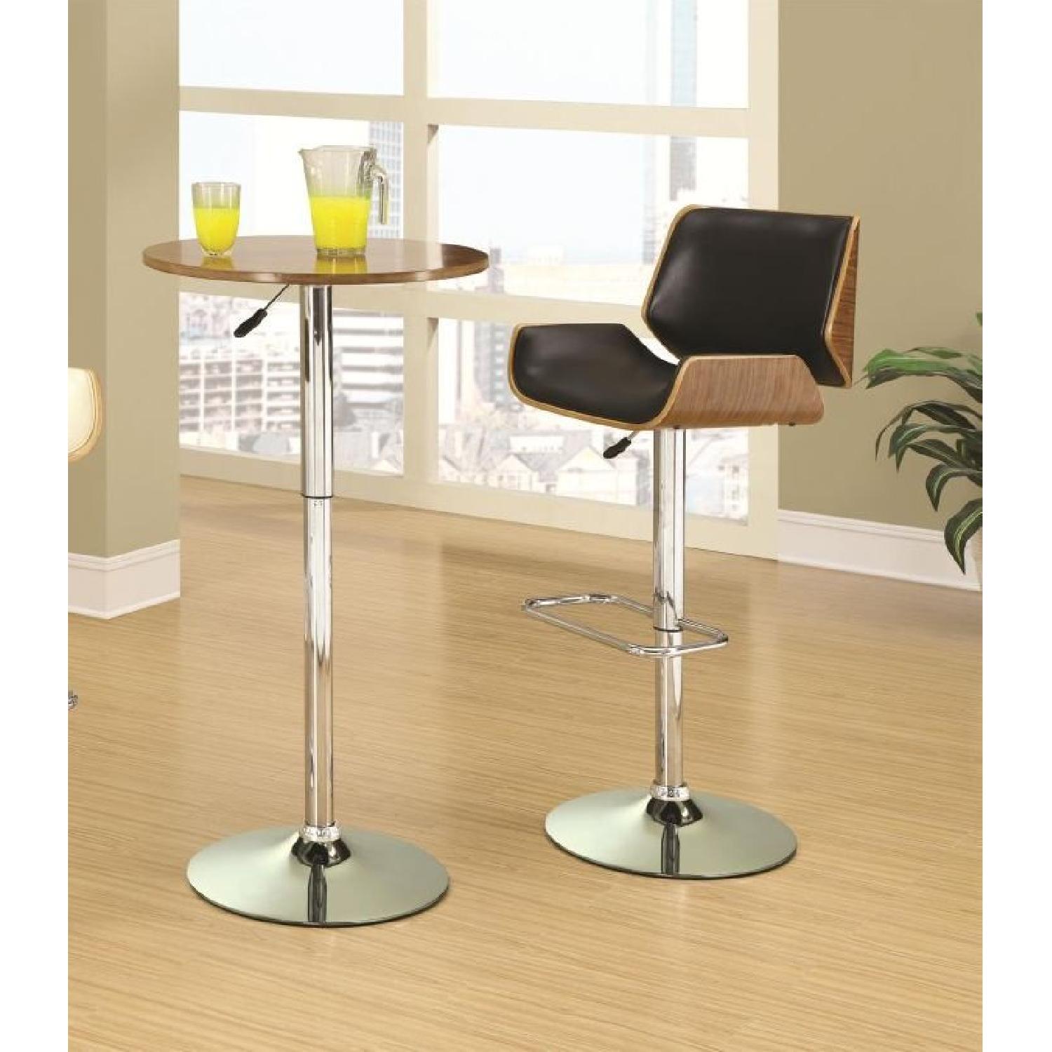 MidCentury Modern Height Adjustable Swivel Barstool w/ Black Cushion