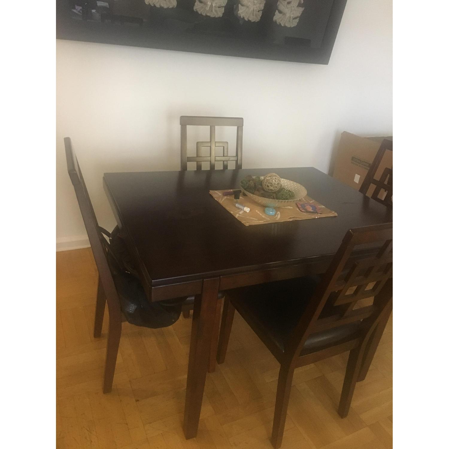 Jennifer Convertibles Cherry Wood Dining Table w/ 4 Chairs AptDeco