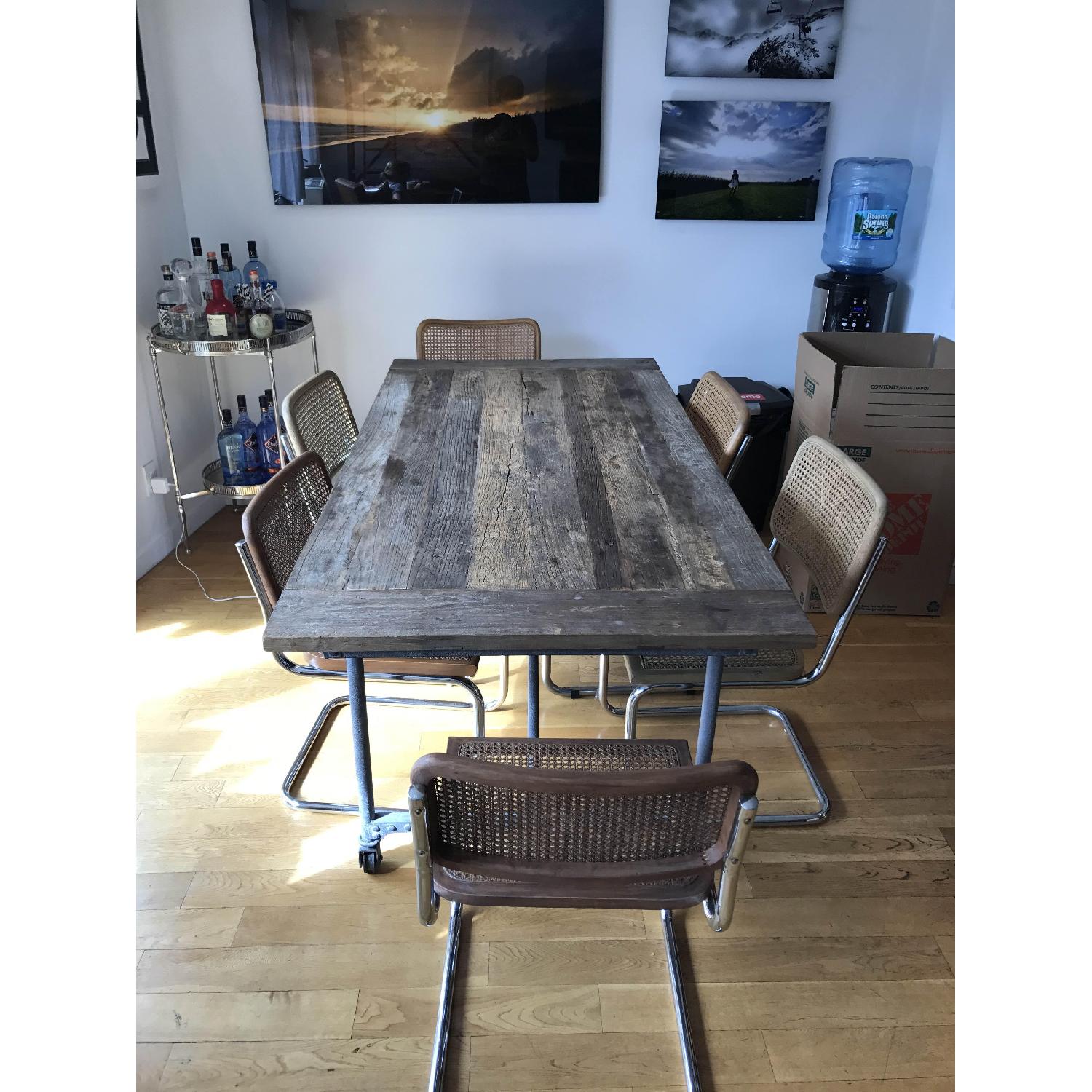 Restoration Hardware Flatiron Reclaimed Wood/Metal Dining Table - image-1